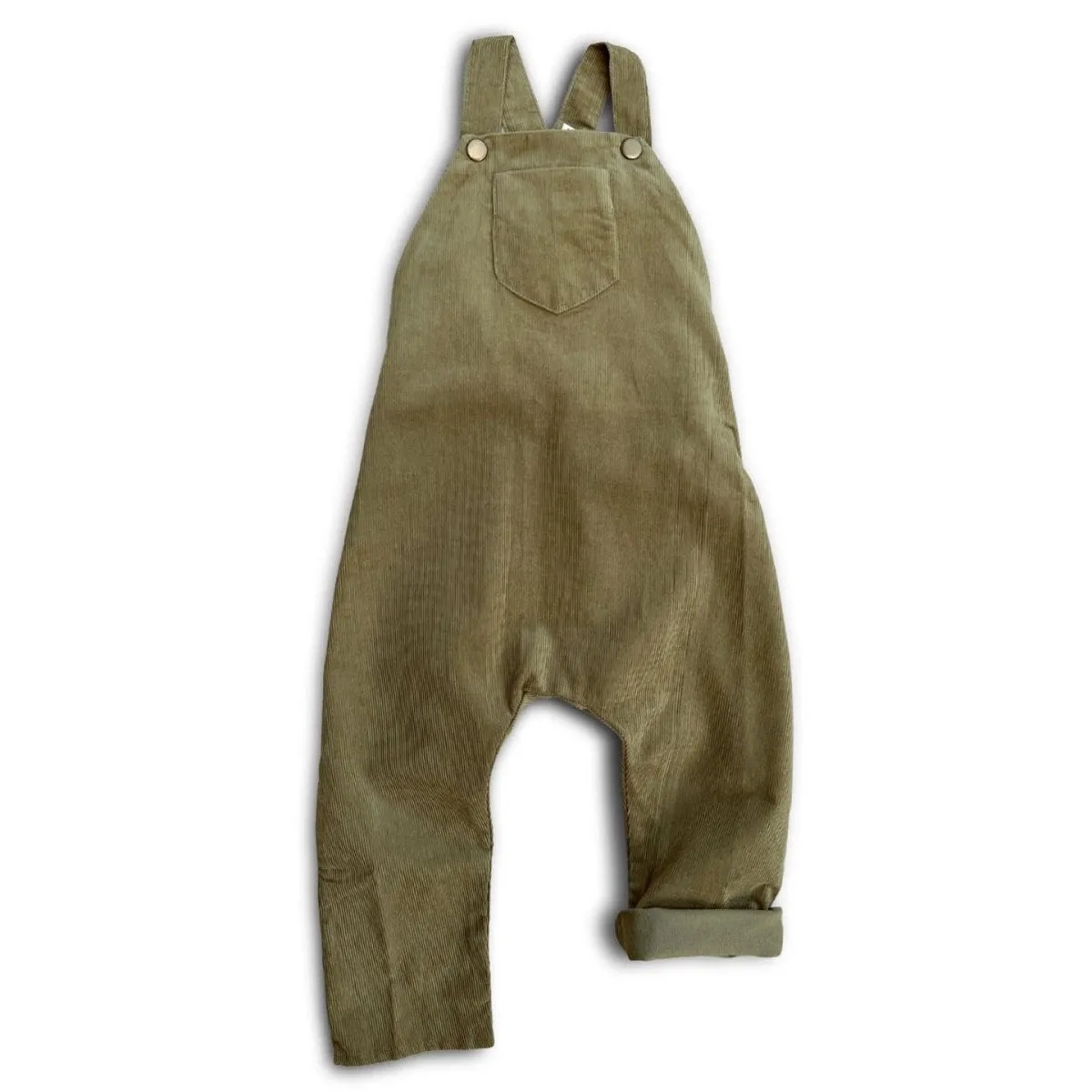 12m Seedling Green Organic Corduroy Overalls