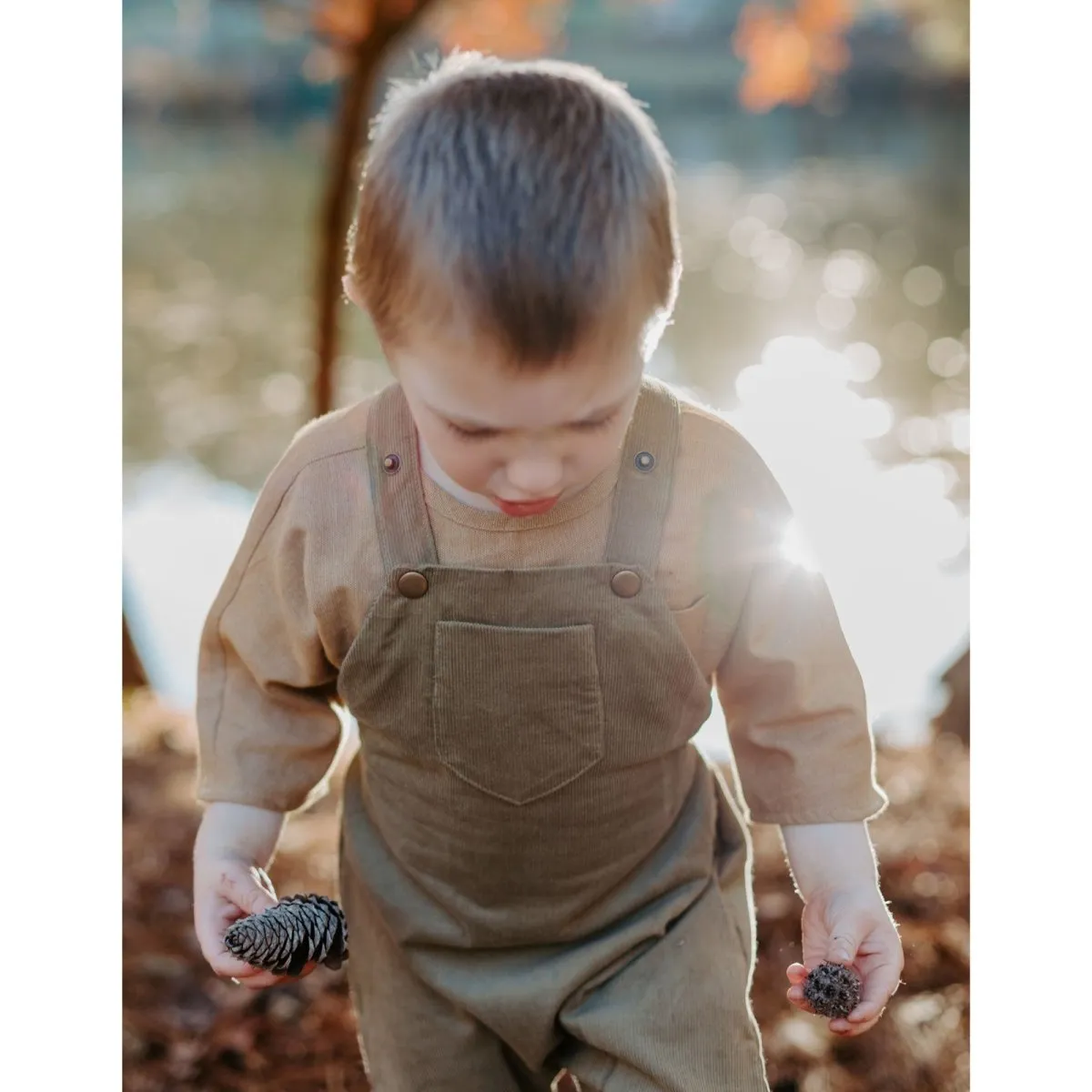 12m Seedling Green Organic Corduroy Overalls