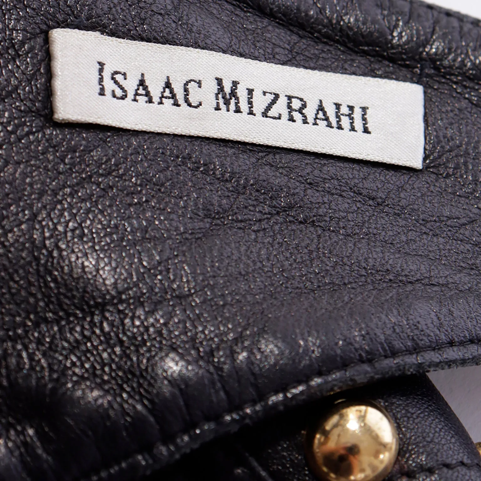 1992 Isaac Mizrahi Black Leather Studded Statement Belt