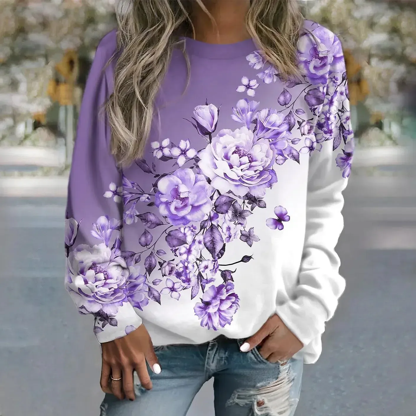 2024 Autumn Winter Pullover Fashion Clothes New Design Printed Hoodie Casual Tee Women's Sweatshirts Vintage Elegant Top