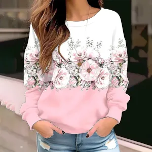 2024 Autumn Winter Pullover Fashion Clothes New Design Printed Hoodie Casual Tee Women's Sweatshirts Vintage Elegant Top