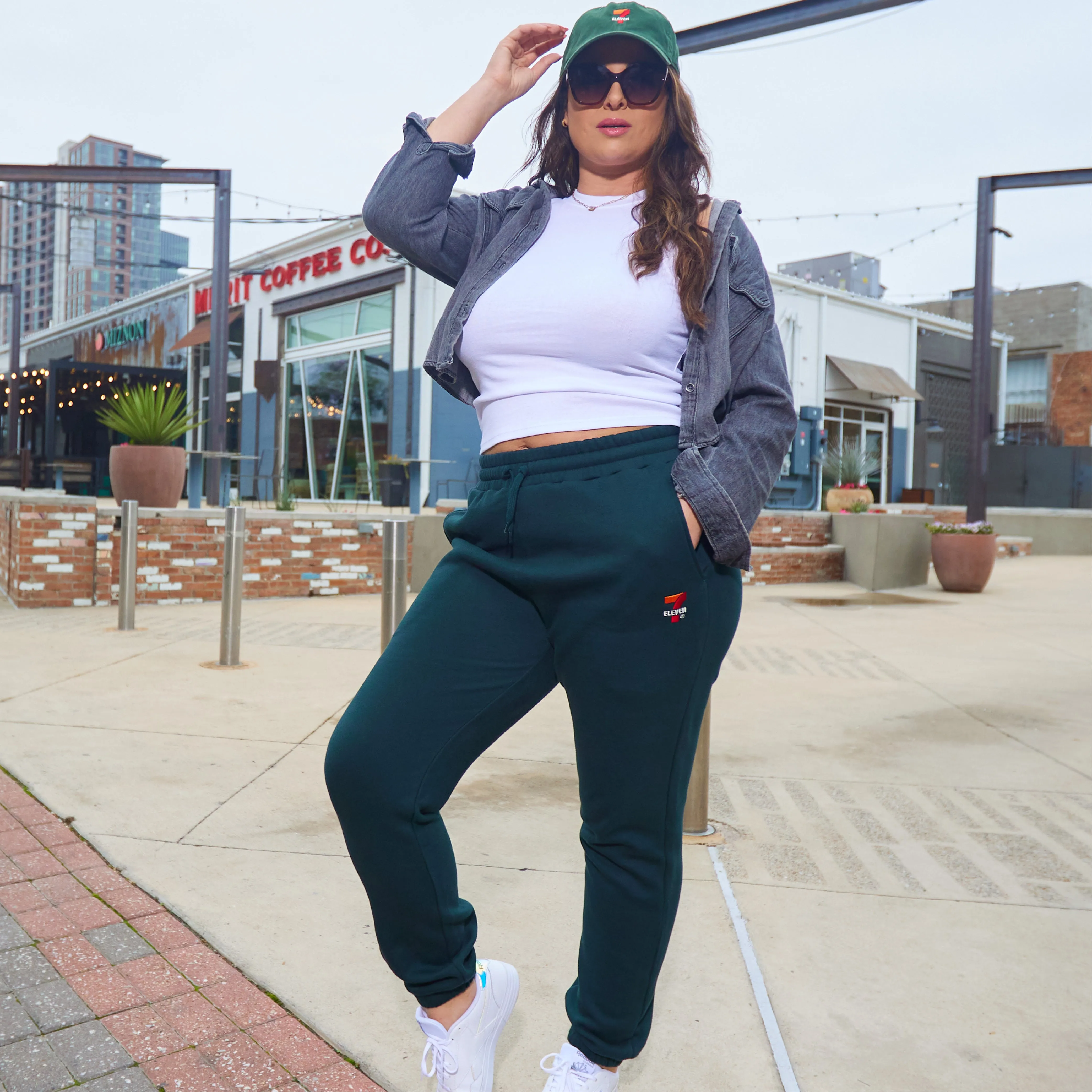 7-Eleven Embroidered Sweatpants - Pine Green