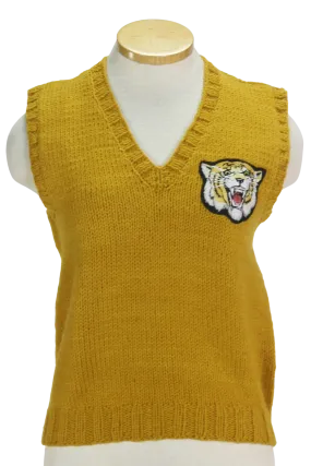 80s Hand Knit Yellow Mizzou Sweater Vest        M