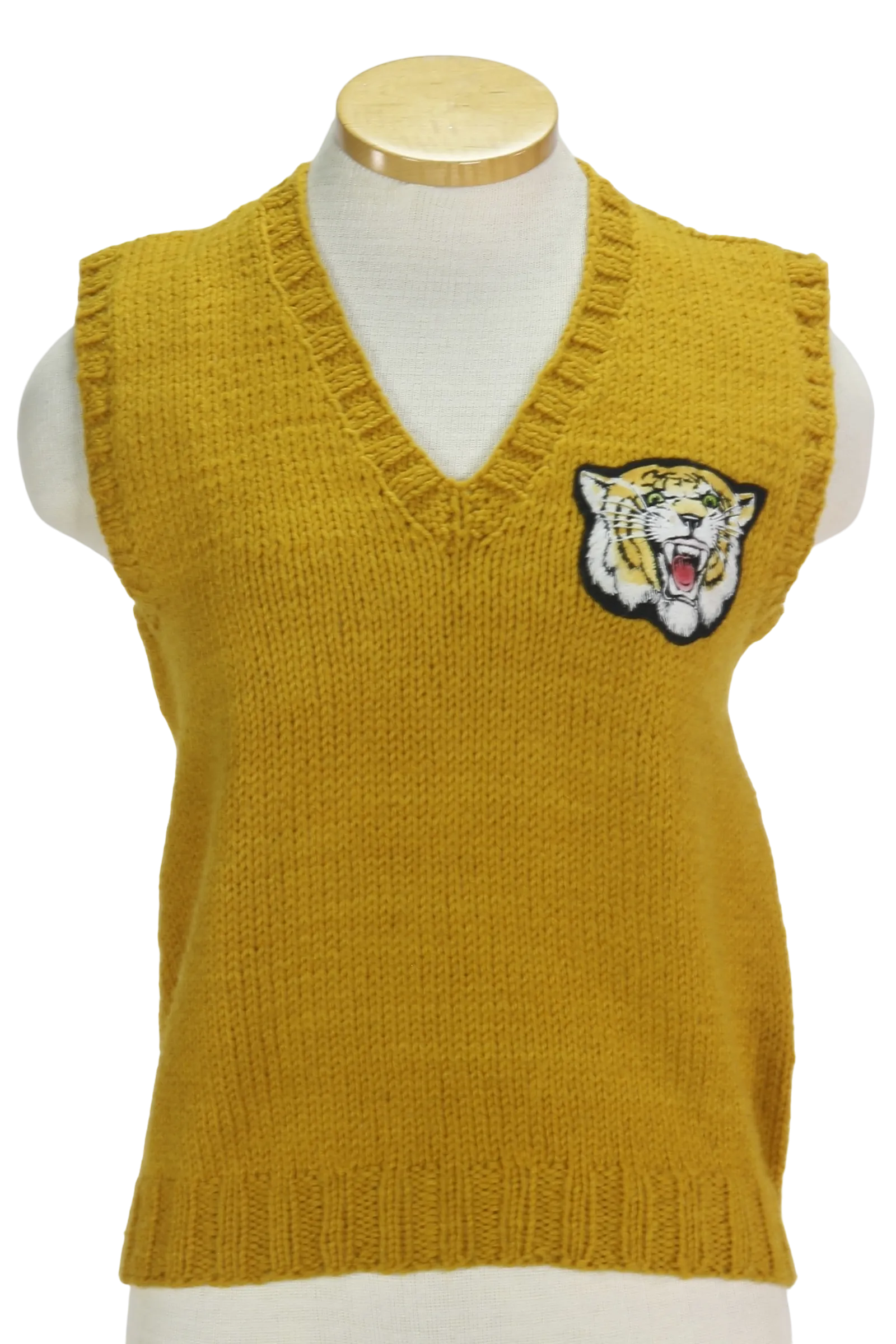 80s Hand Knit Yellow Mizzou Sweater Vest        M