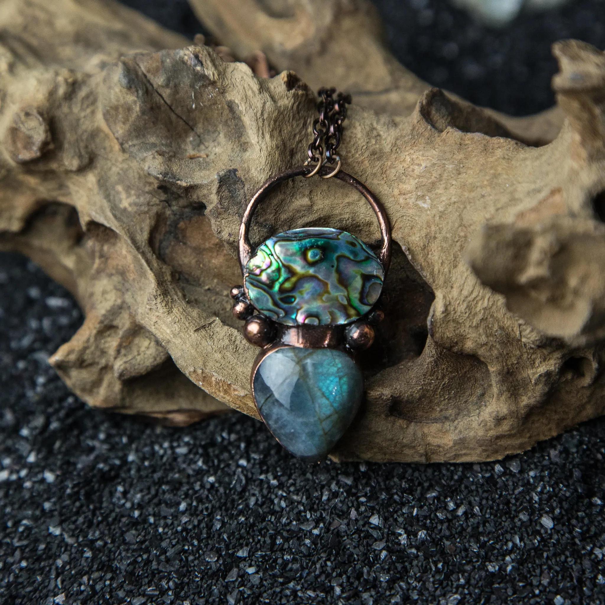 Abalone Cabochon with Labradorite