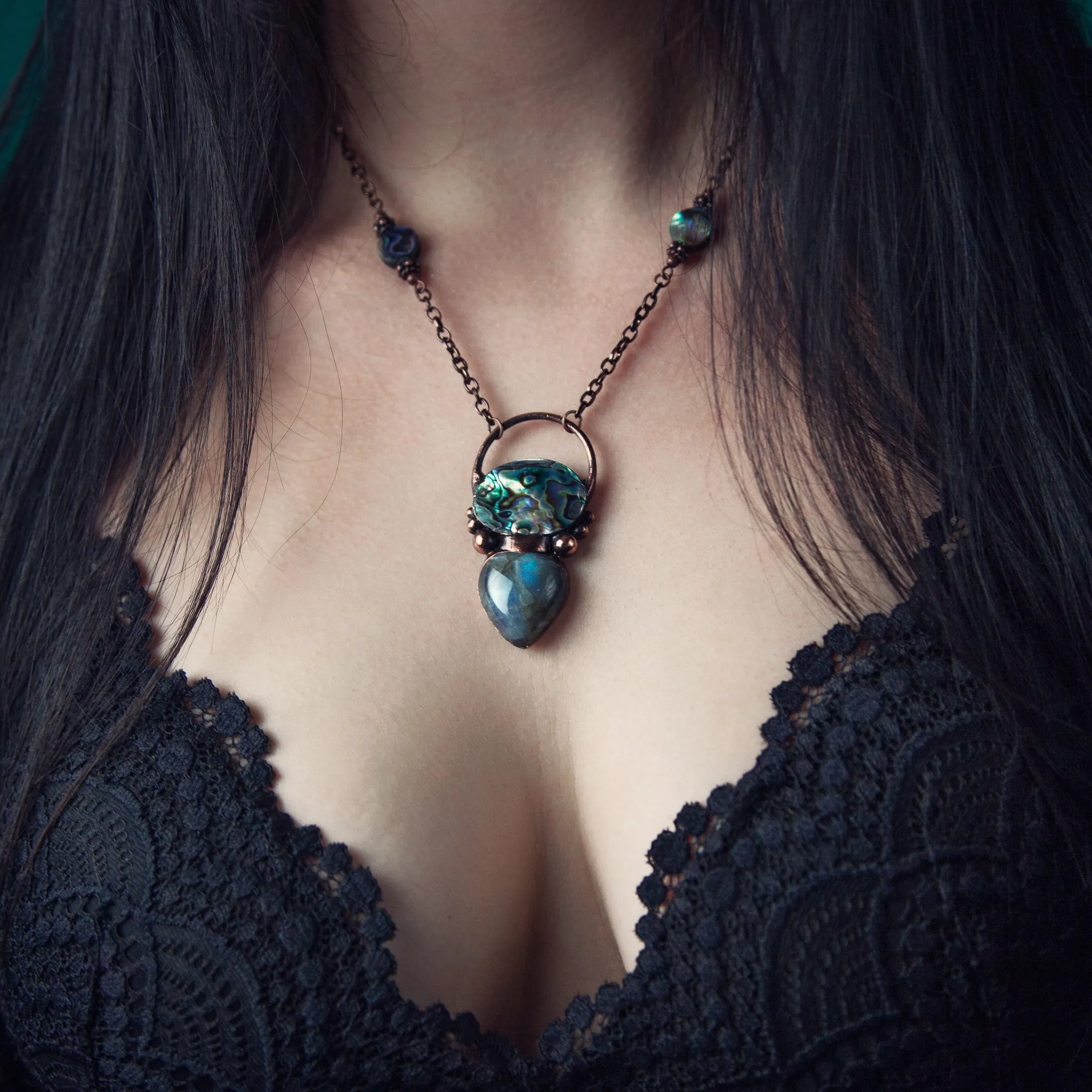 Abalone Cabochon with Labradorite