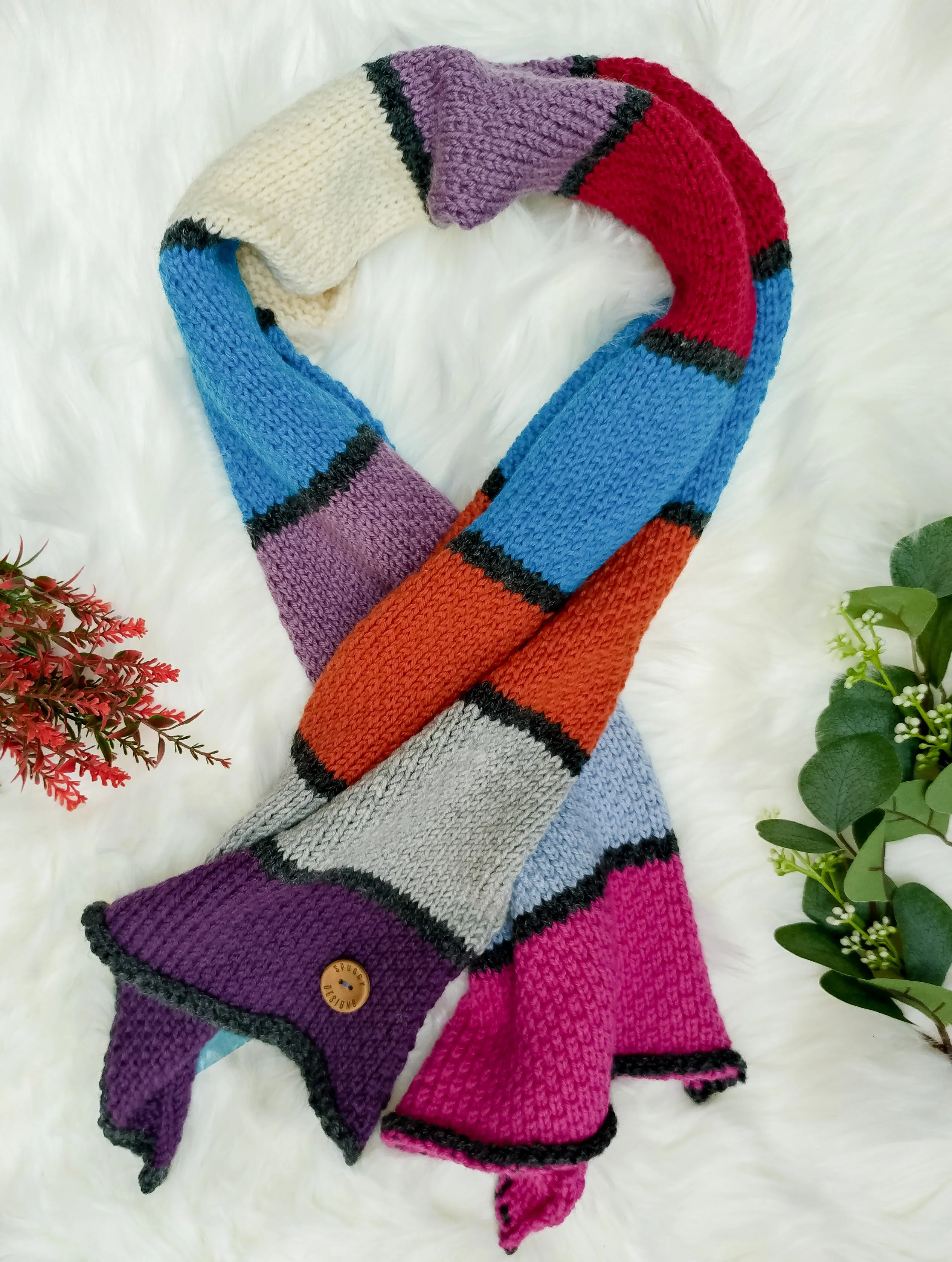 Adults Merino Multicoloured Textured Scarf