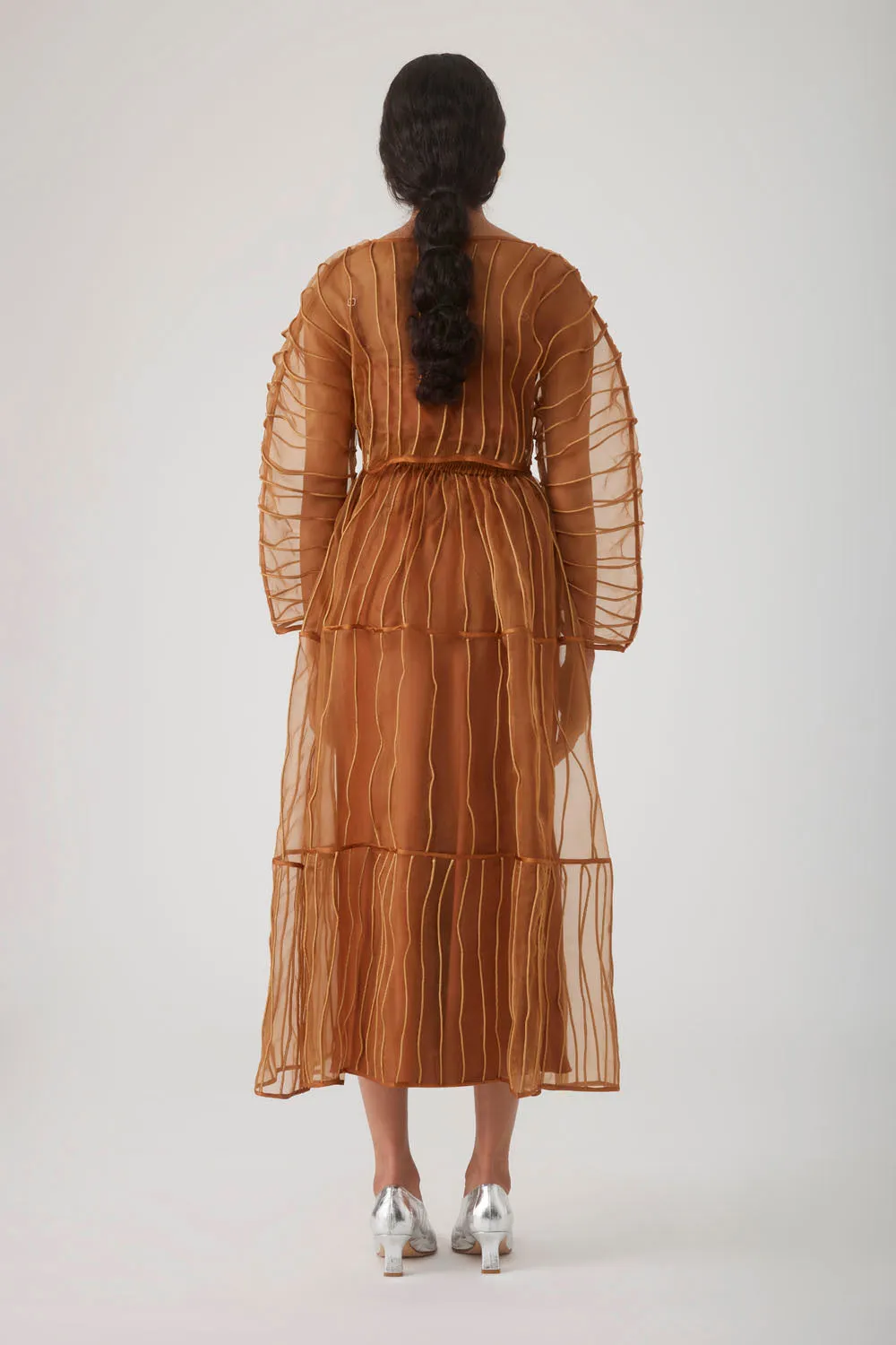 AFAF HAND PIPED SKIRT - RUST