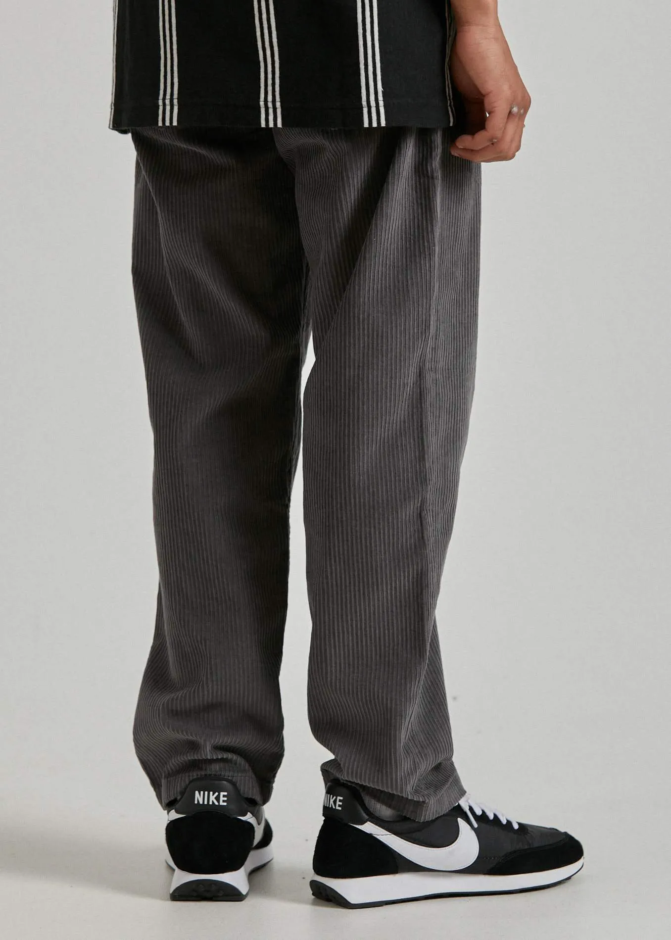 Afends Mens Ninety Twos - Corduroy Relaxed Fit Pant - Gunmetal