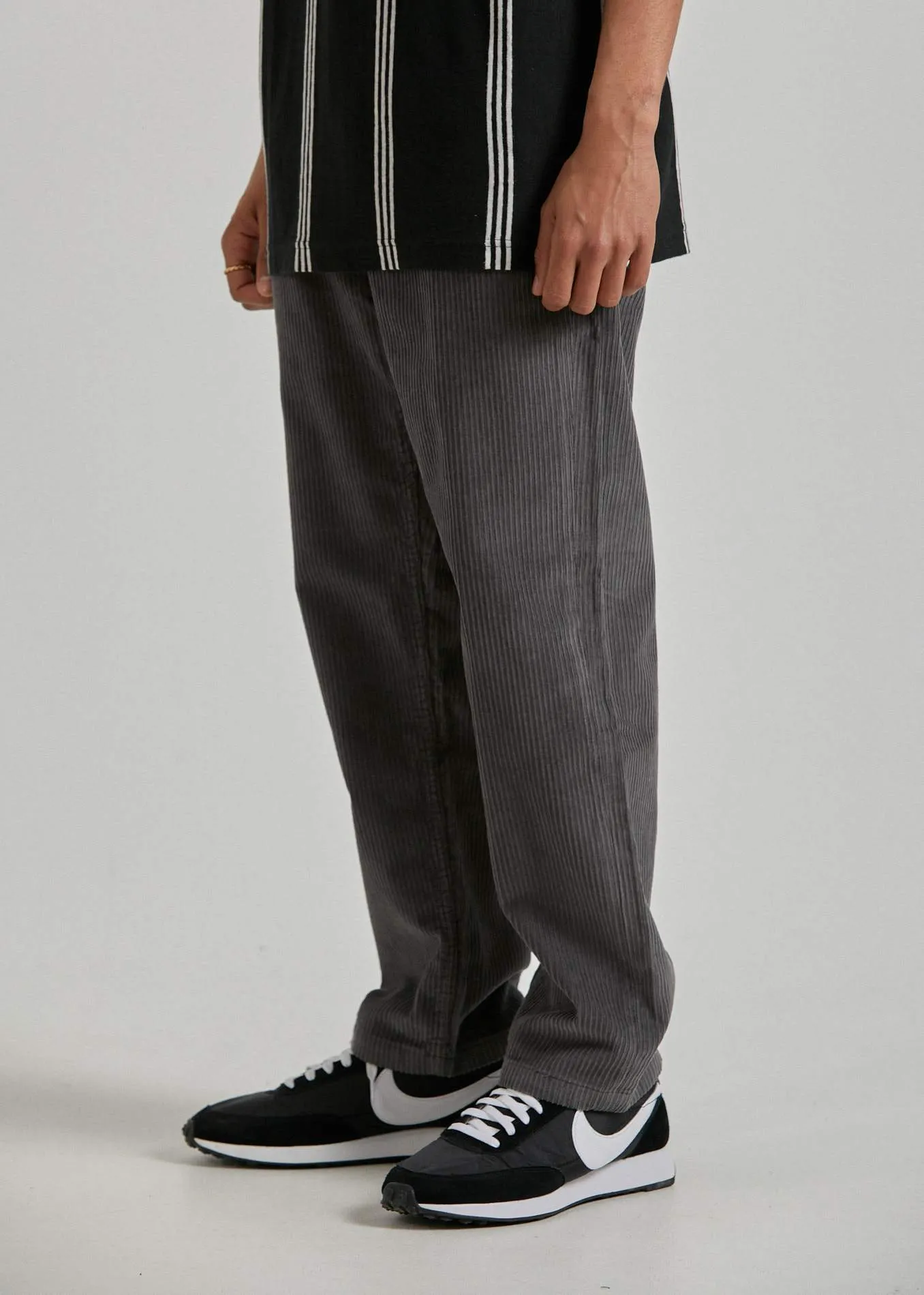 Afends Mens Ninety Twos - Corduroy Relaxed Fit Pant - Gunmetal