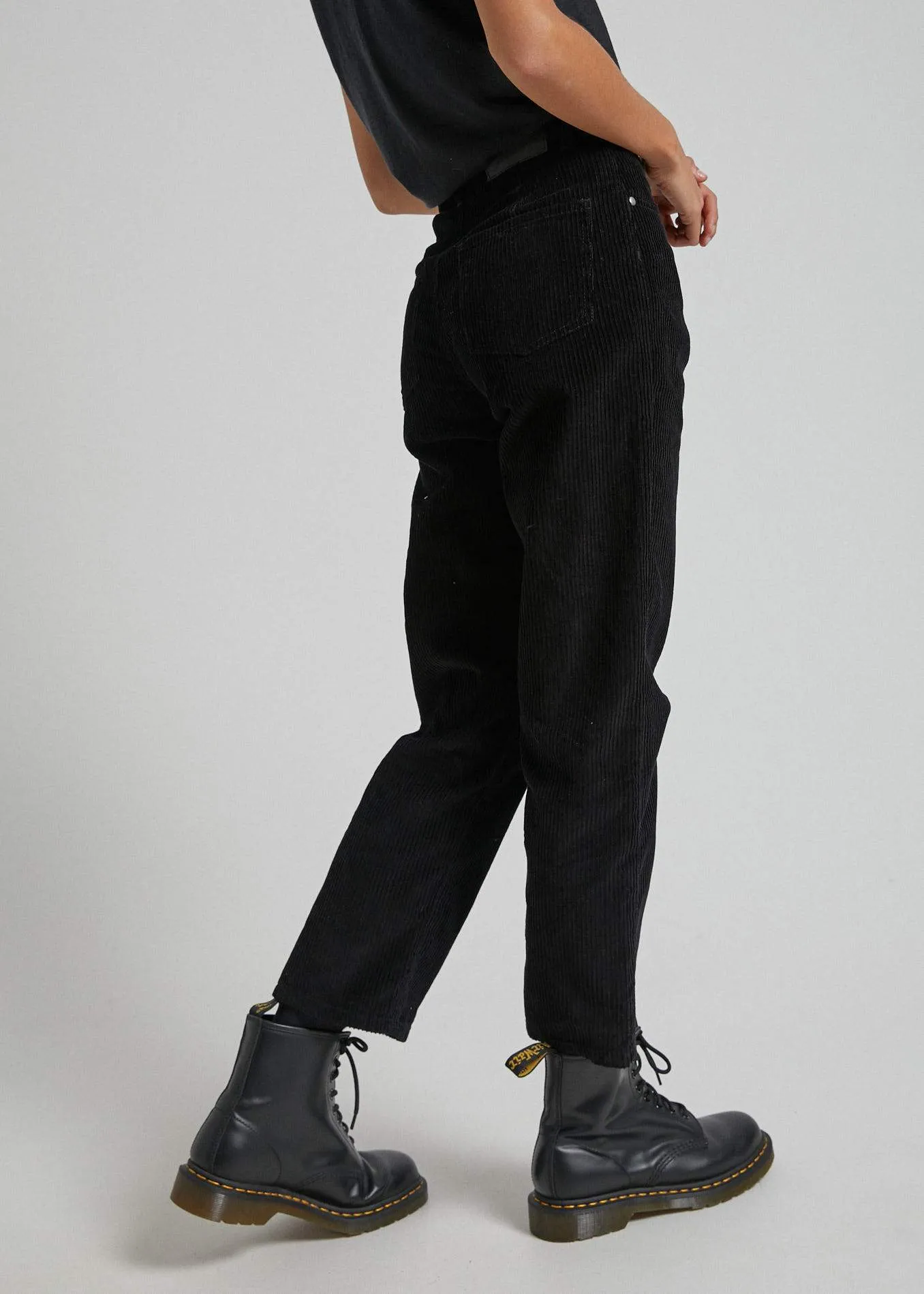 Afends Womens Shelby - Mixed Corduroy Wide Leg Pant - Black