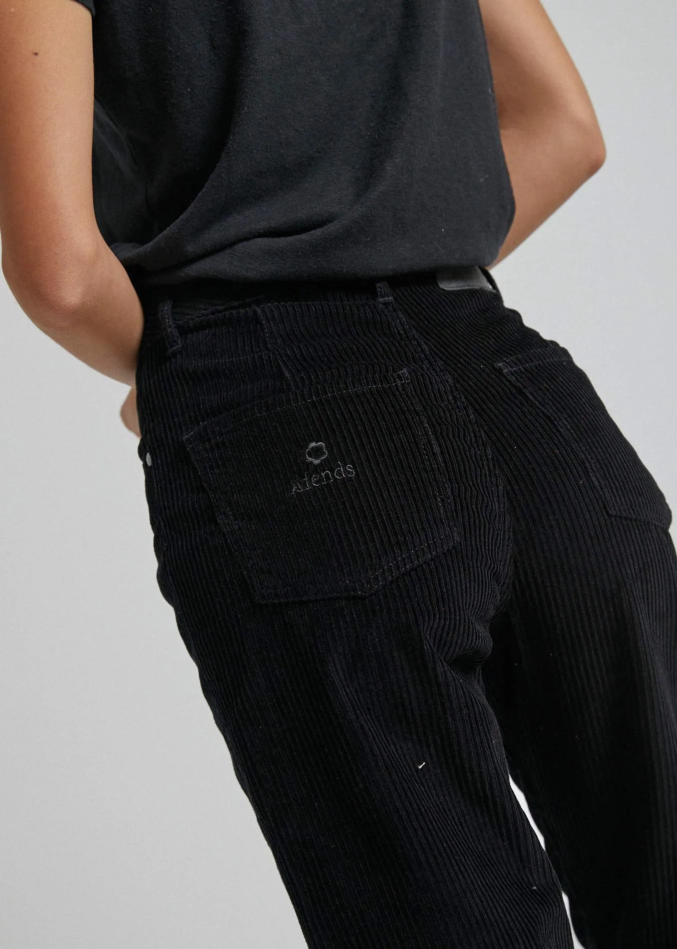 Afends Womens Shelby - Mixed Corduroy Wide Leg Pant - Black