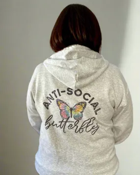 anti-social butterfly | zip up sweatshirt