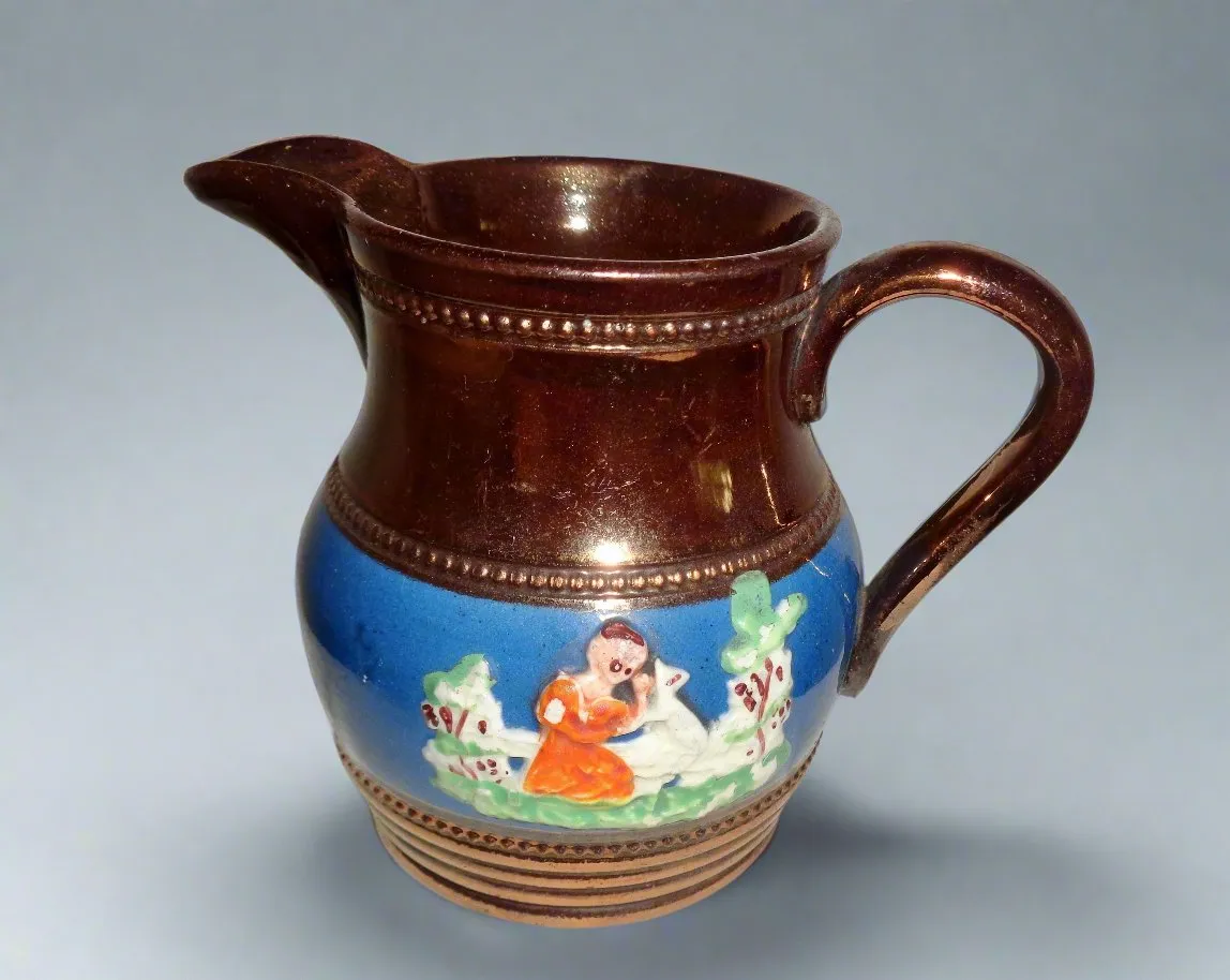 Antique Copper Lustreware Milk Jug