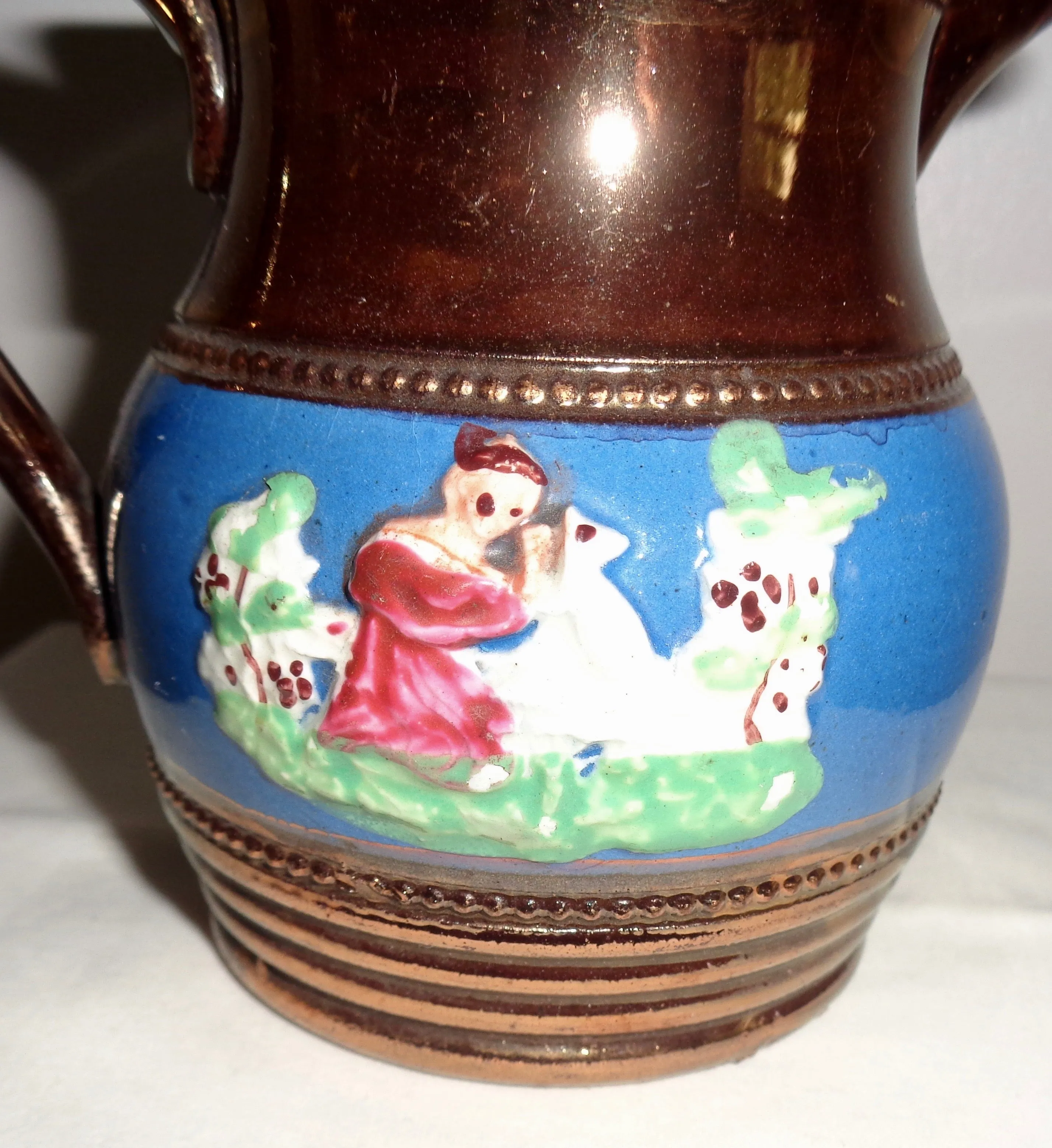 Antique Copper Lustreware Milk Jug