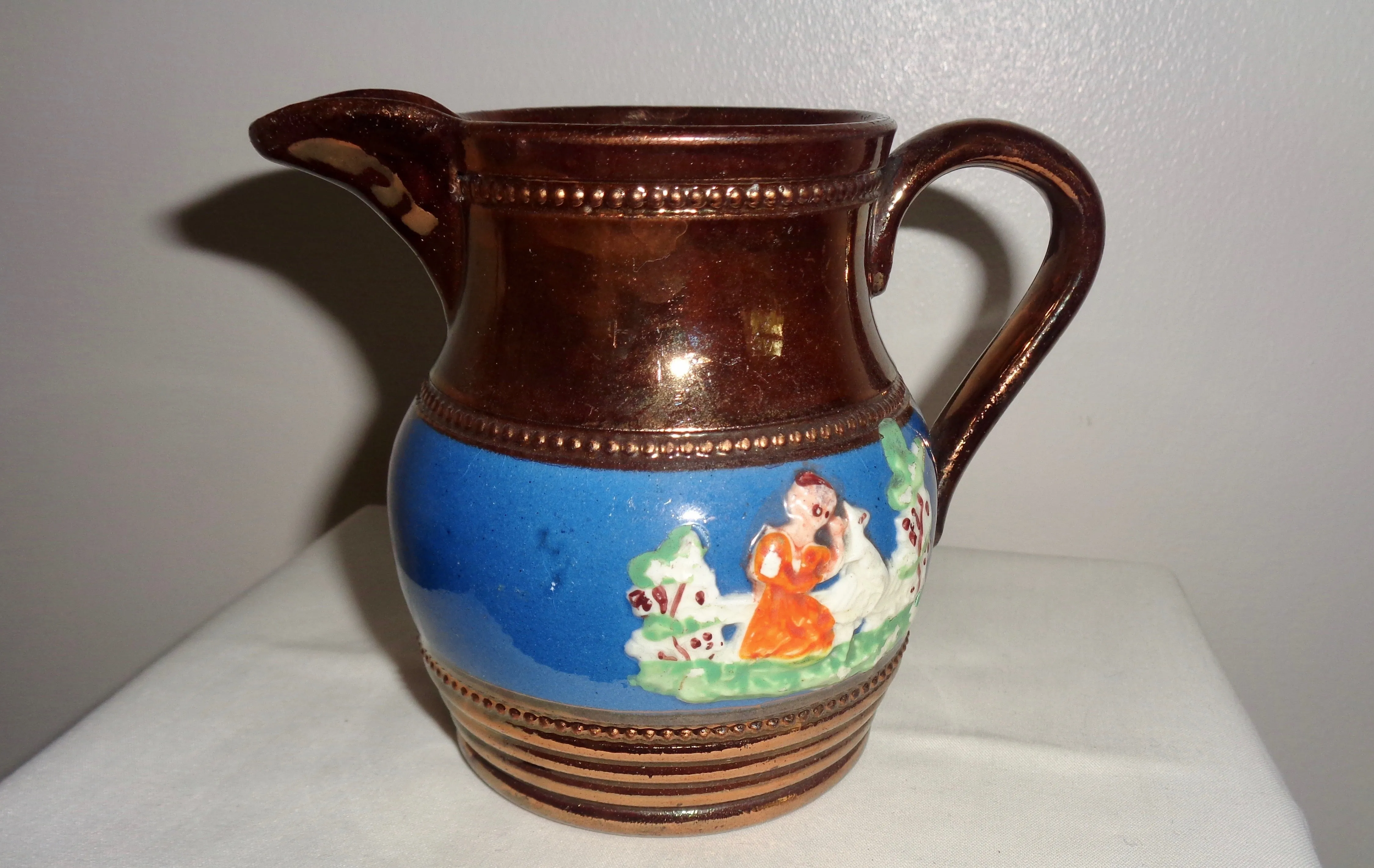 Antique Copper Lustreware Milk Jug