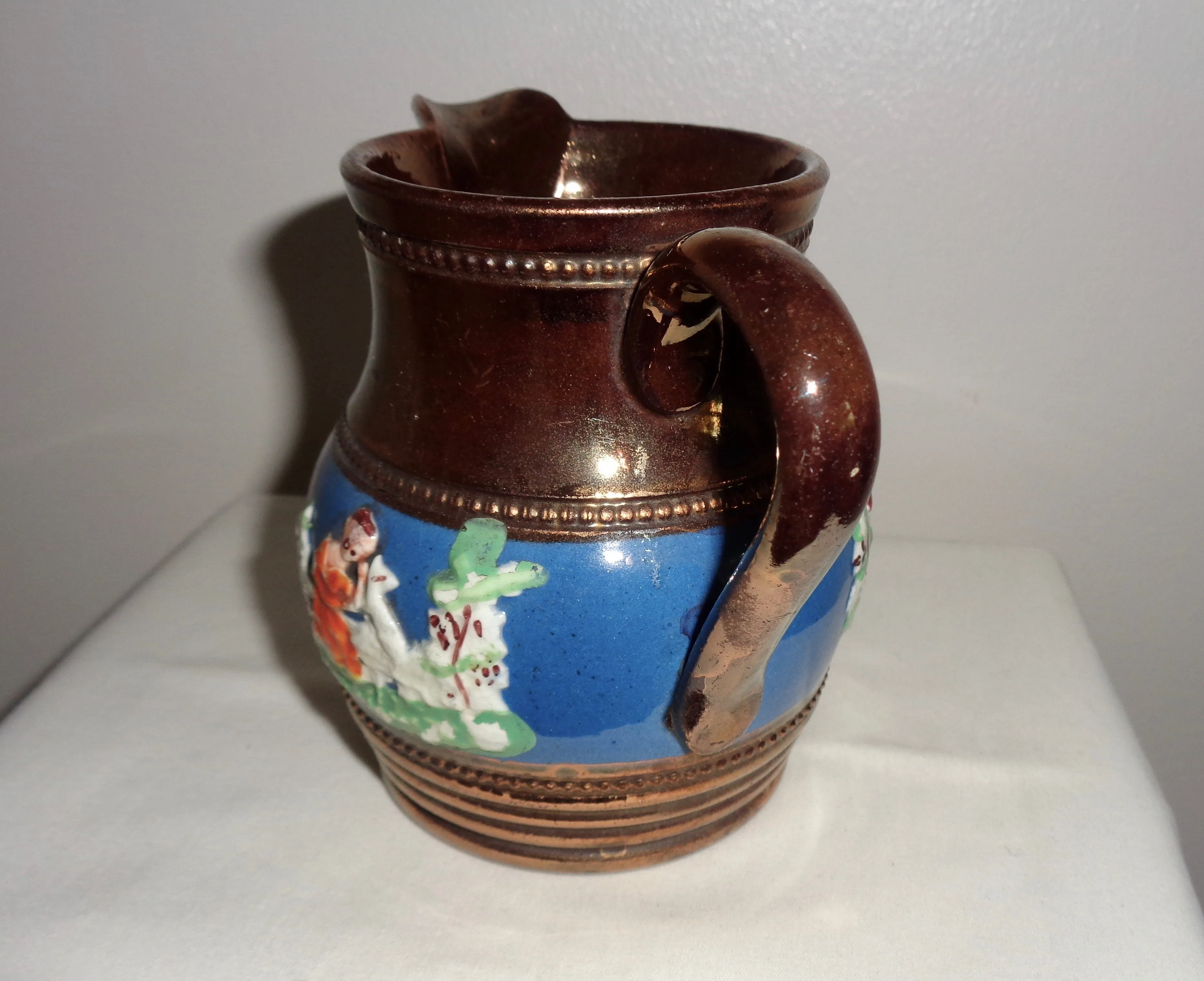 Antique Copper Lustreware Milk Jug