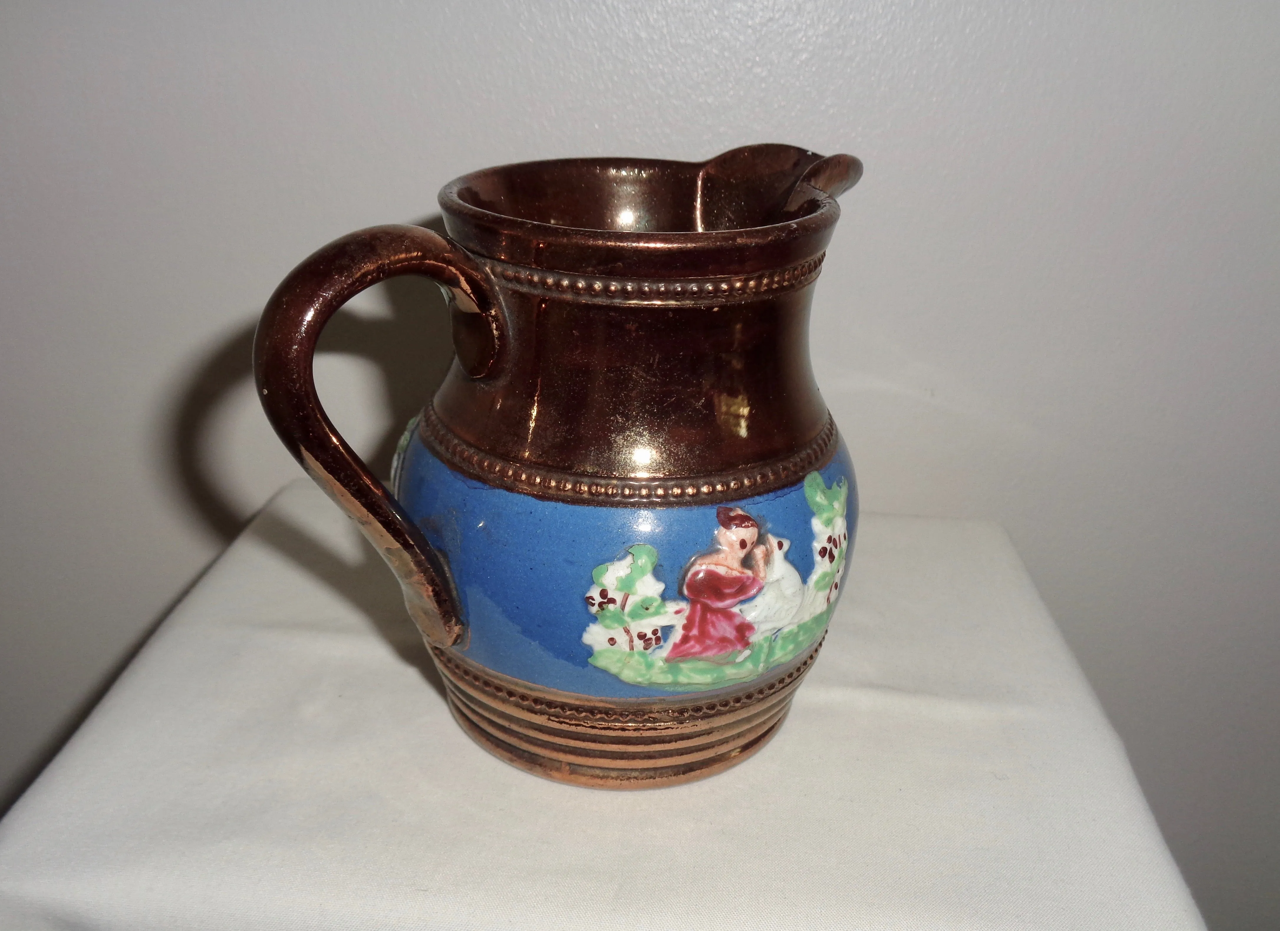 Antique Copper Lustreware Milk Jug