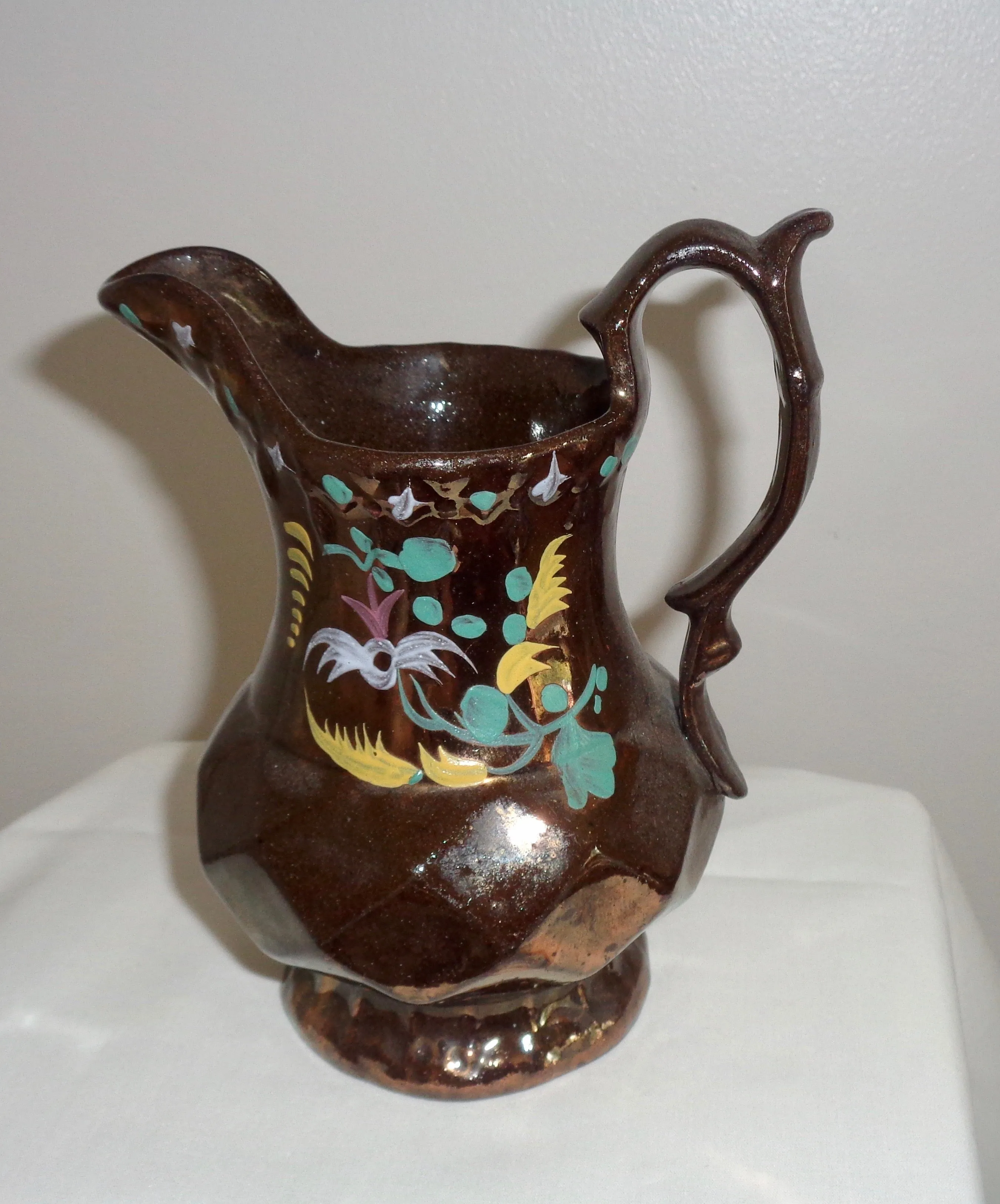 Antique Small Copper Lustre Staffordshire Pottery Jug/Creamer