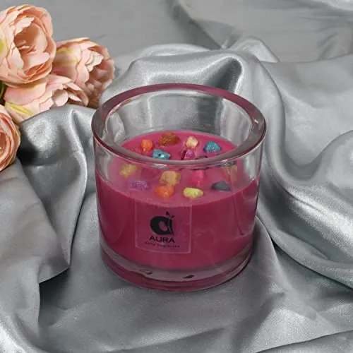 AURA Thick Wall Glass Aromatic Candles - Set of 3 (Berry Berry, Chocolate & Anti Tobacco)