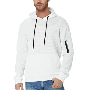 Autumn  Solid Color Hooded Sweatshirt Korean Loose Mens Casual Sports Trend Plaid Hoodie Men Tracksuit Oodie Sweat Homme