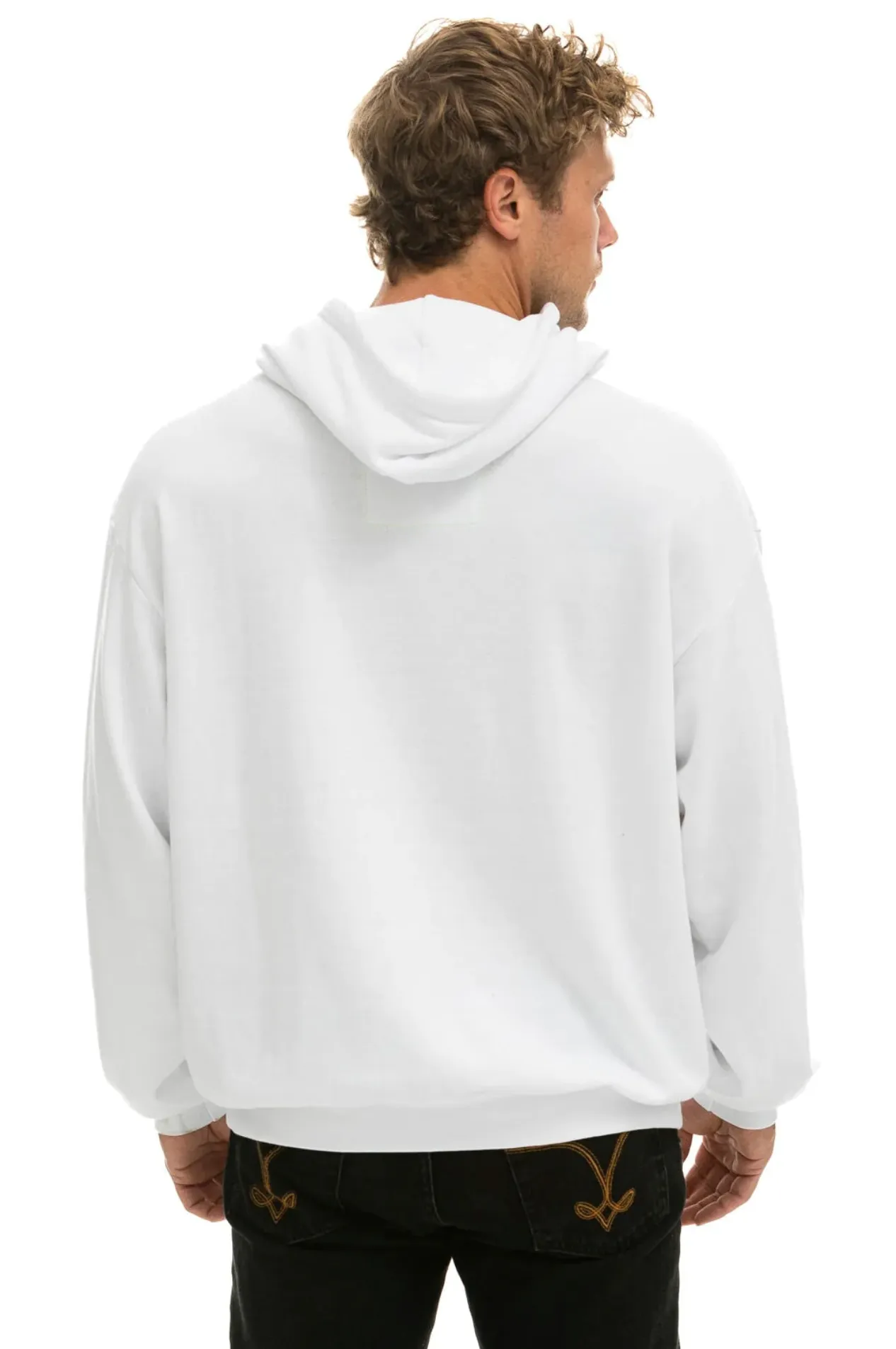 AVIATOR NATION LOCALS ONLY RELAXED UNISEX PULLOVER HOODIE -WHITE