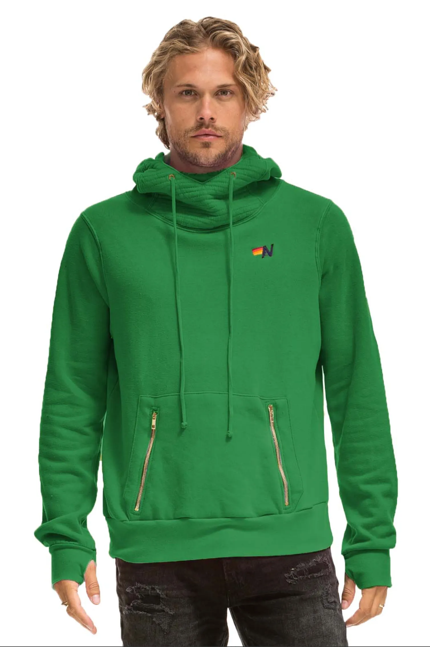 AVIATOR NATION NINJA UNISEX PULLOVER HOODIE IN KELLY GREEN