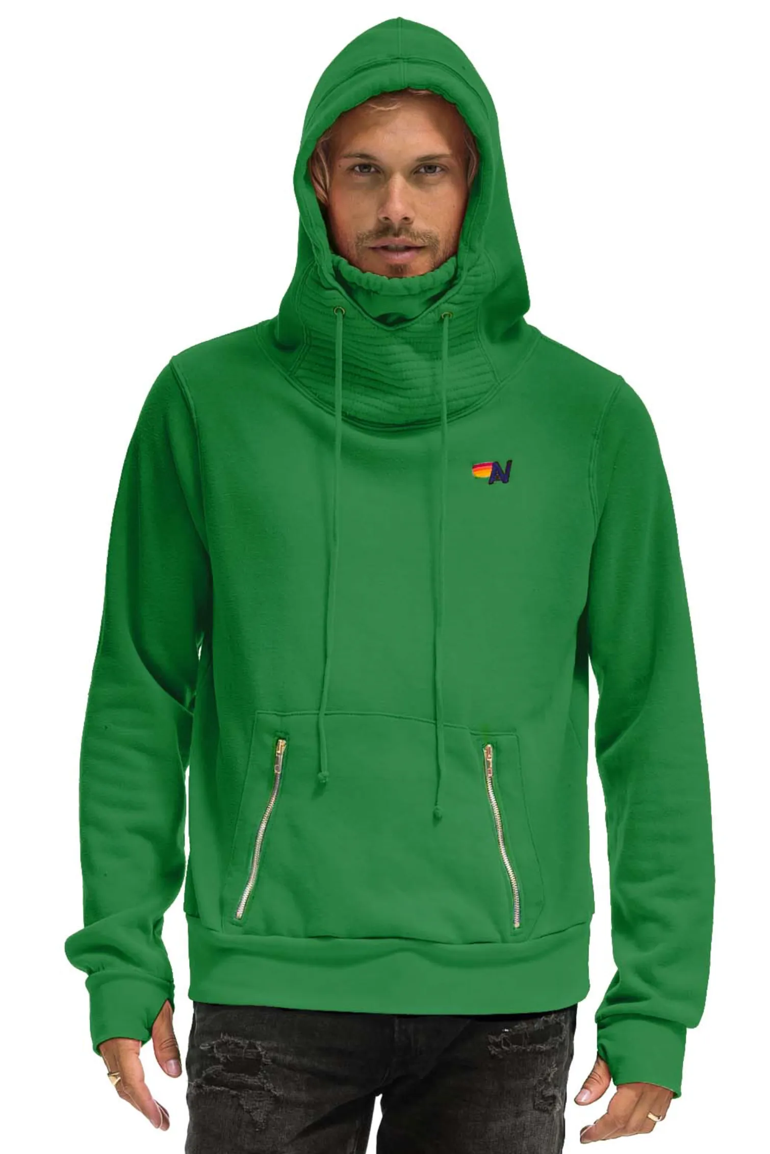 AVIATOR NATION NINJA UNISEX PULLOVER HOODIE IN KELLY GREEN