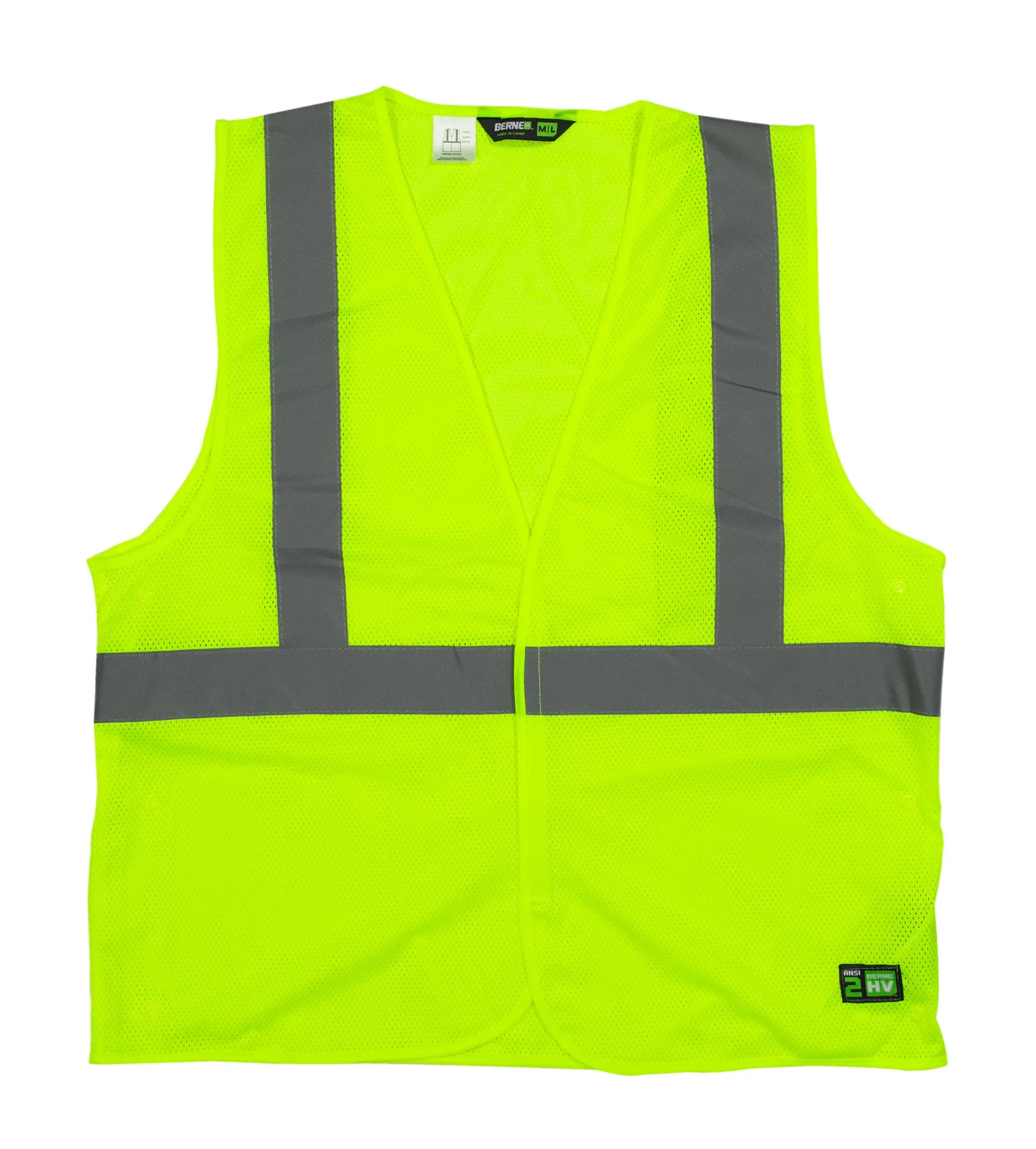 Berne Mens Hi Vis Class 2 Economy Mesh Yellow 100% Polyester Vest