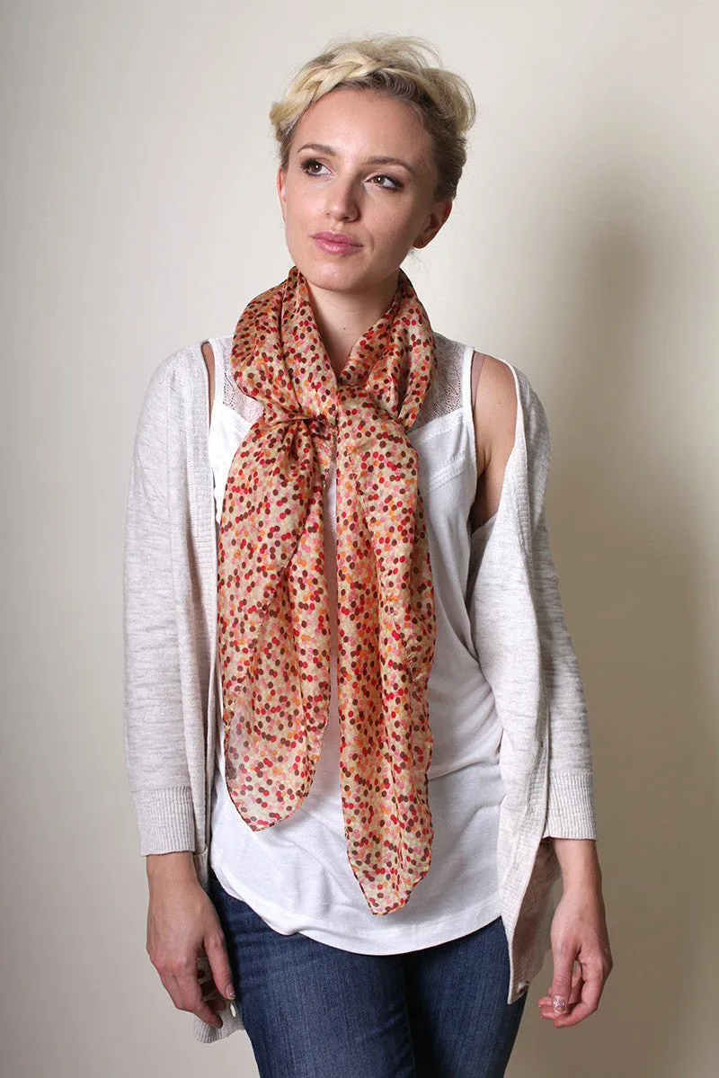 Blooming Mini Polka Dot Square Silk Scarf