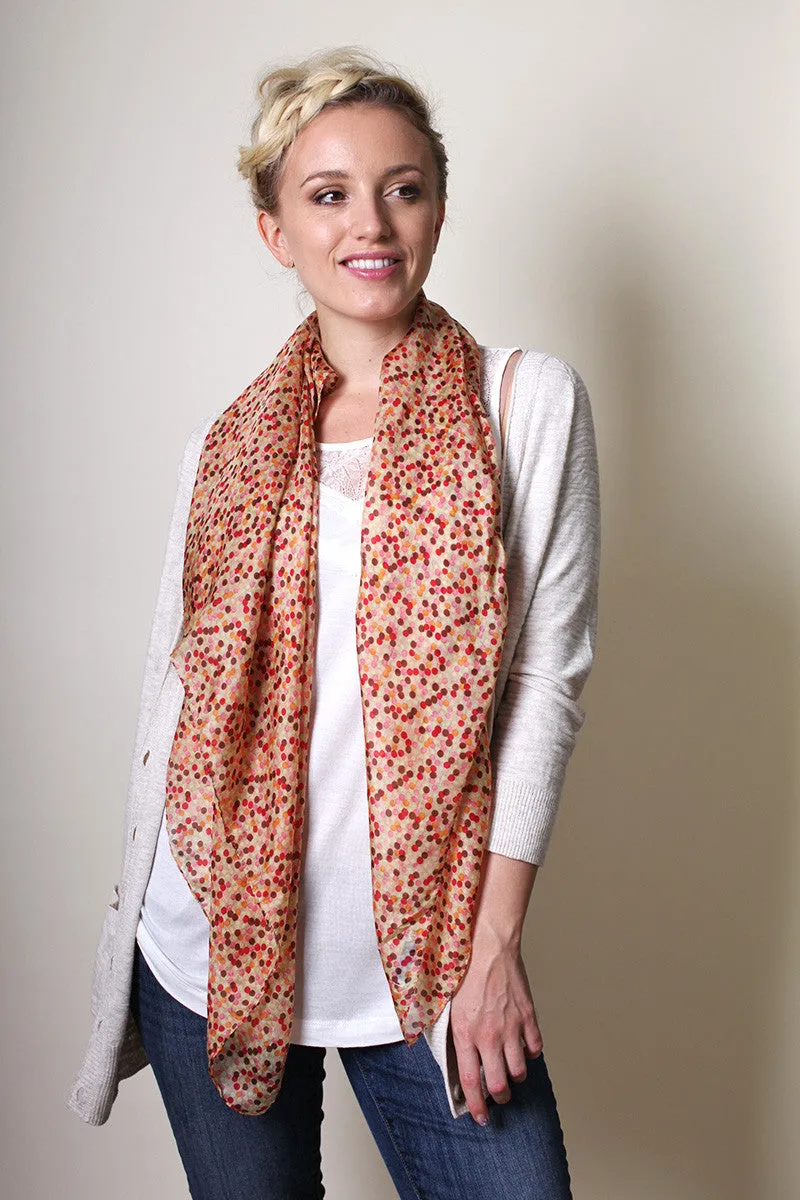 Blooming Mini Polka Dot Square Silk Scarf