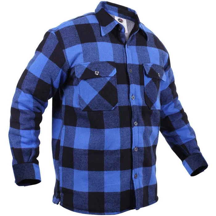 Blue Black Buffalo Plaid - Sherpa Lined Flannel Jacket