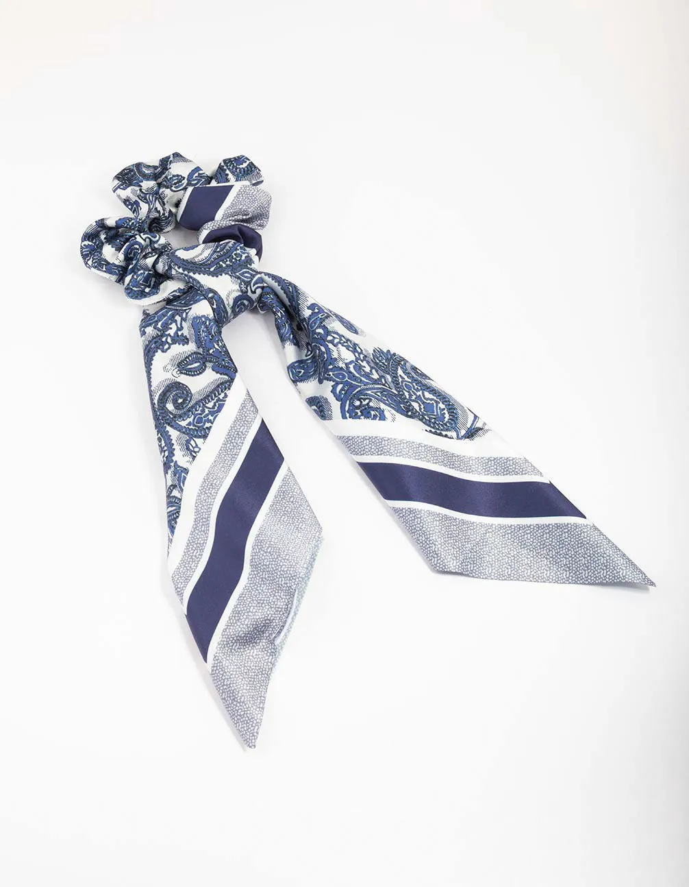 Blue Fabric Paisley Satin Scarf