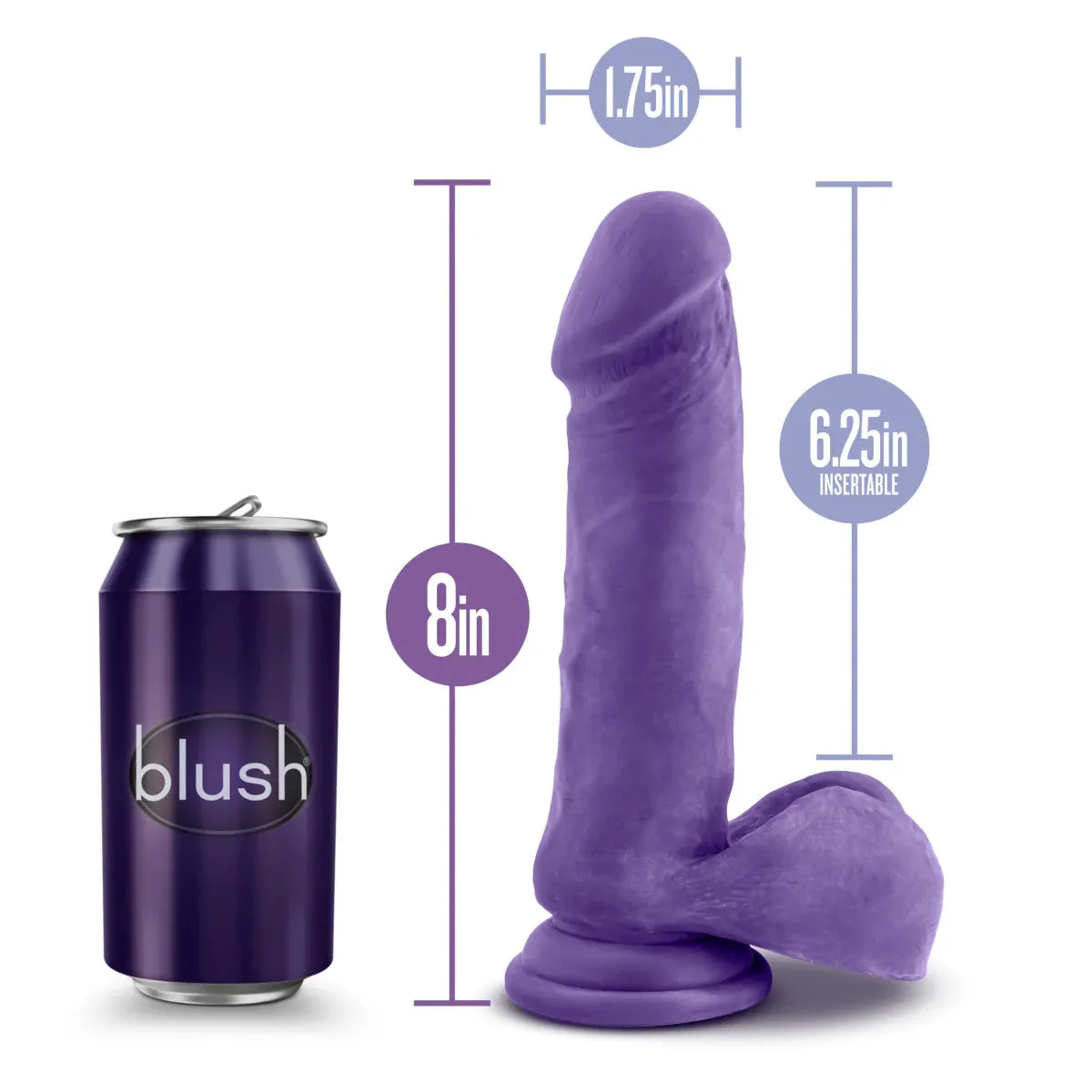 Blush Au Naturel Bold Hero Realistic Purple 8-Inch Long Dildo