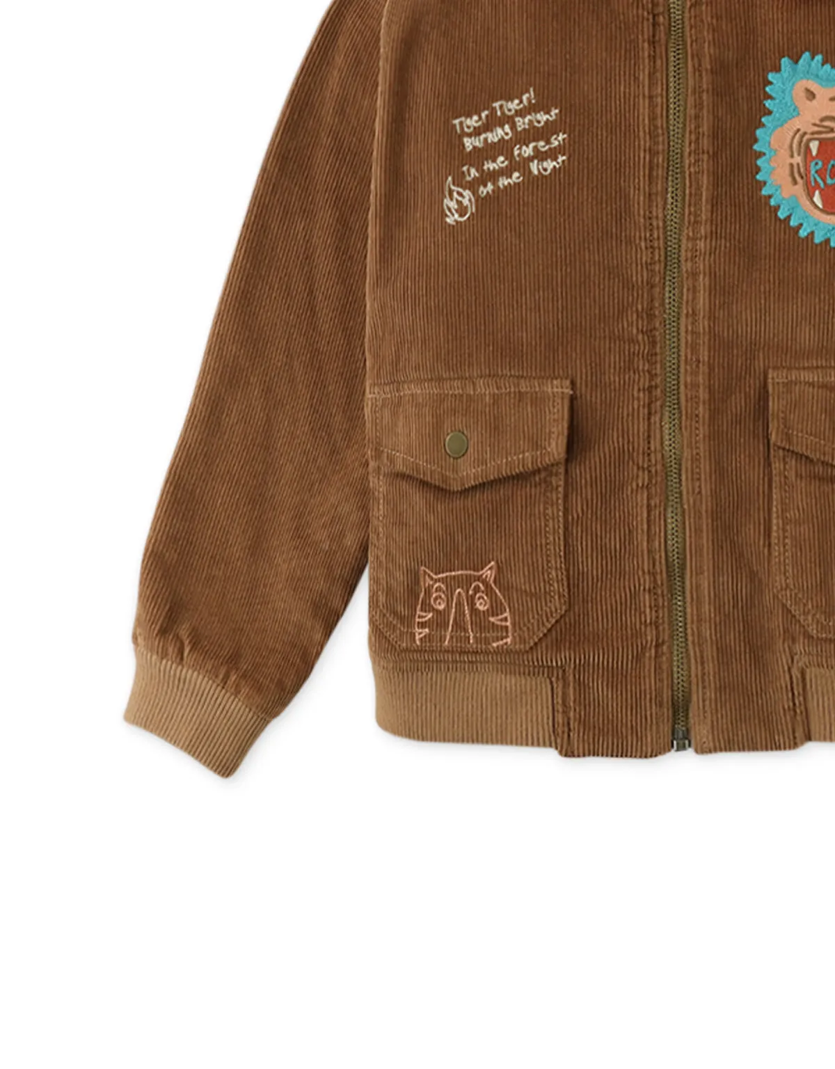 BOYS EMBROIDERED CORDUROY JACKET WITH SHERPA COLLAR