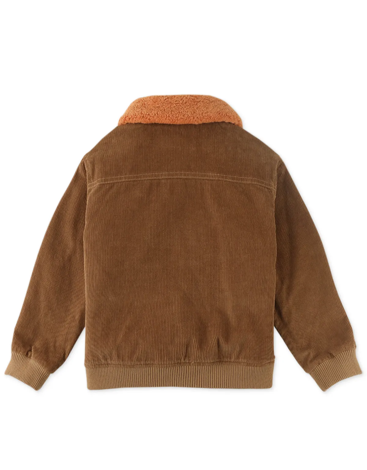 BOYS EMBROIDERED CORDUROY JACKET WITH SHERPA COLLAR