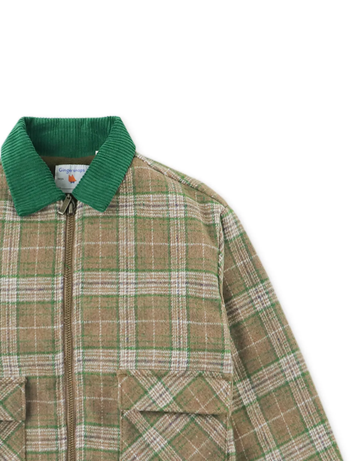 BOYS LEGENDARY BOY EMBROIDERED WOOL CHECKS JACKET WITH SHERPA COLLAR