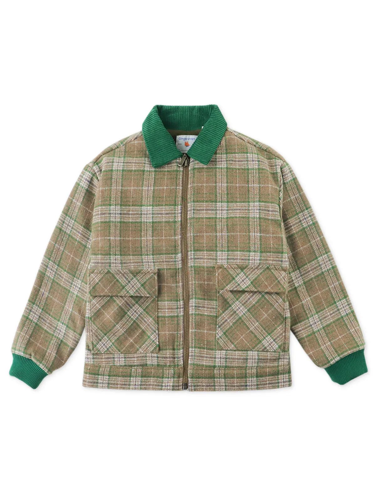 BOYS LEGENDARY BOY EMBROIDERED WOOL CHECKS JACKET WITH SHERPA COLLAR