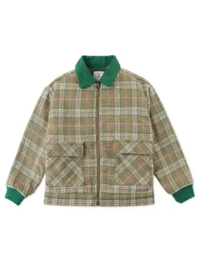 BOYS LEGENDARY BOY EMBROIDERED WOOL CHECKS JACKET WITH SHERPA COLLAR