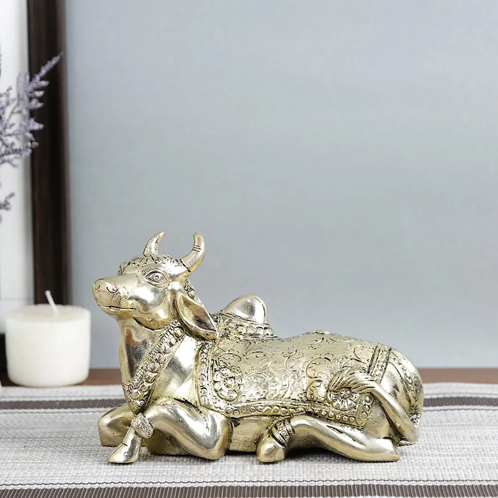 Brass Metal Handcrafted Nandi Table Top Accent (7.2 x 3 in)