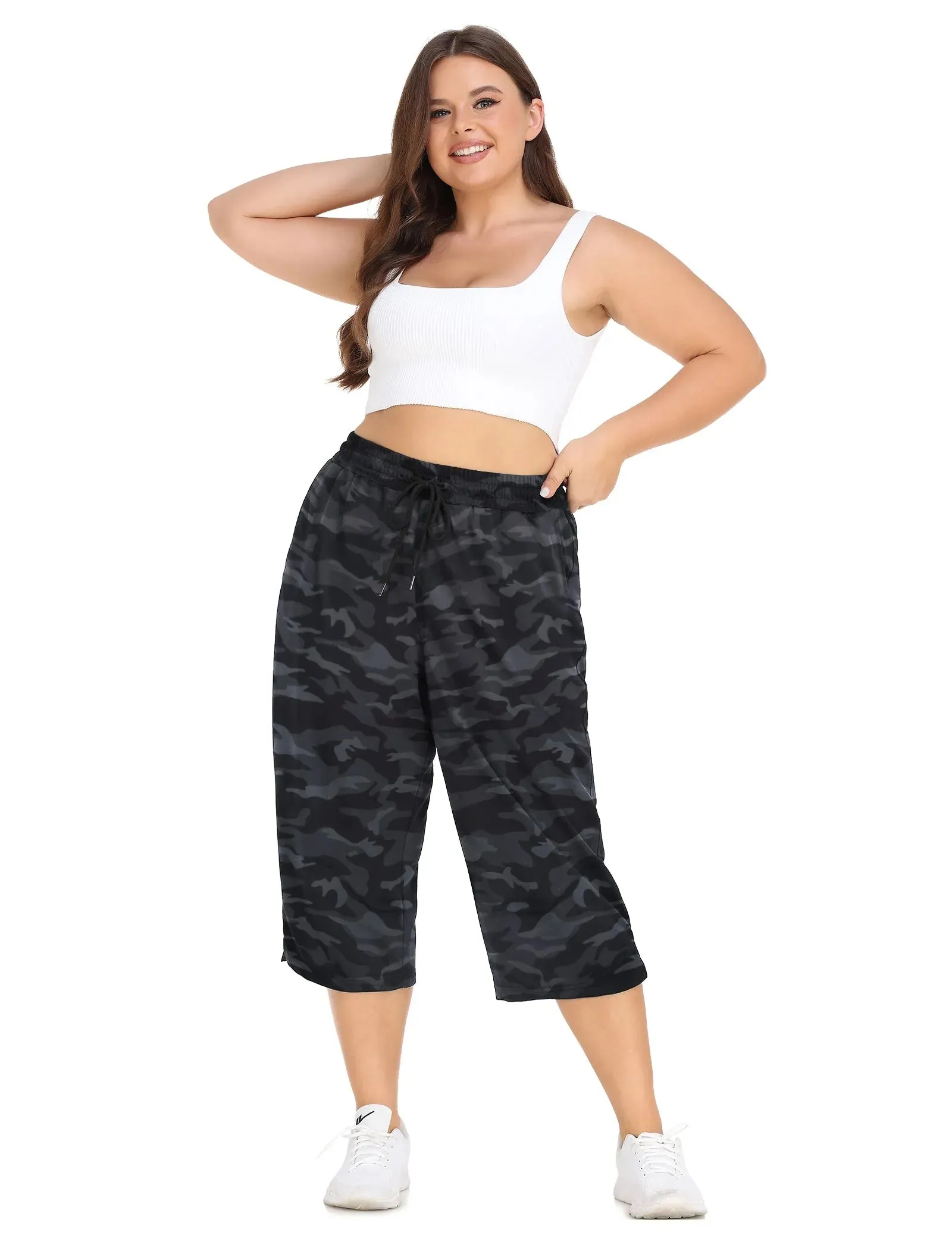 Capri High Waist Pockets Workout Capri  Sweatpants