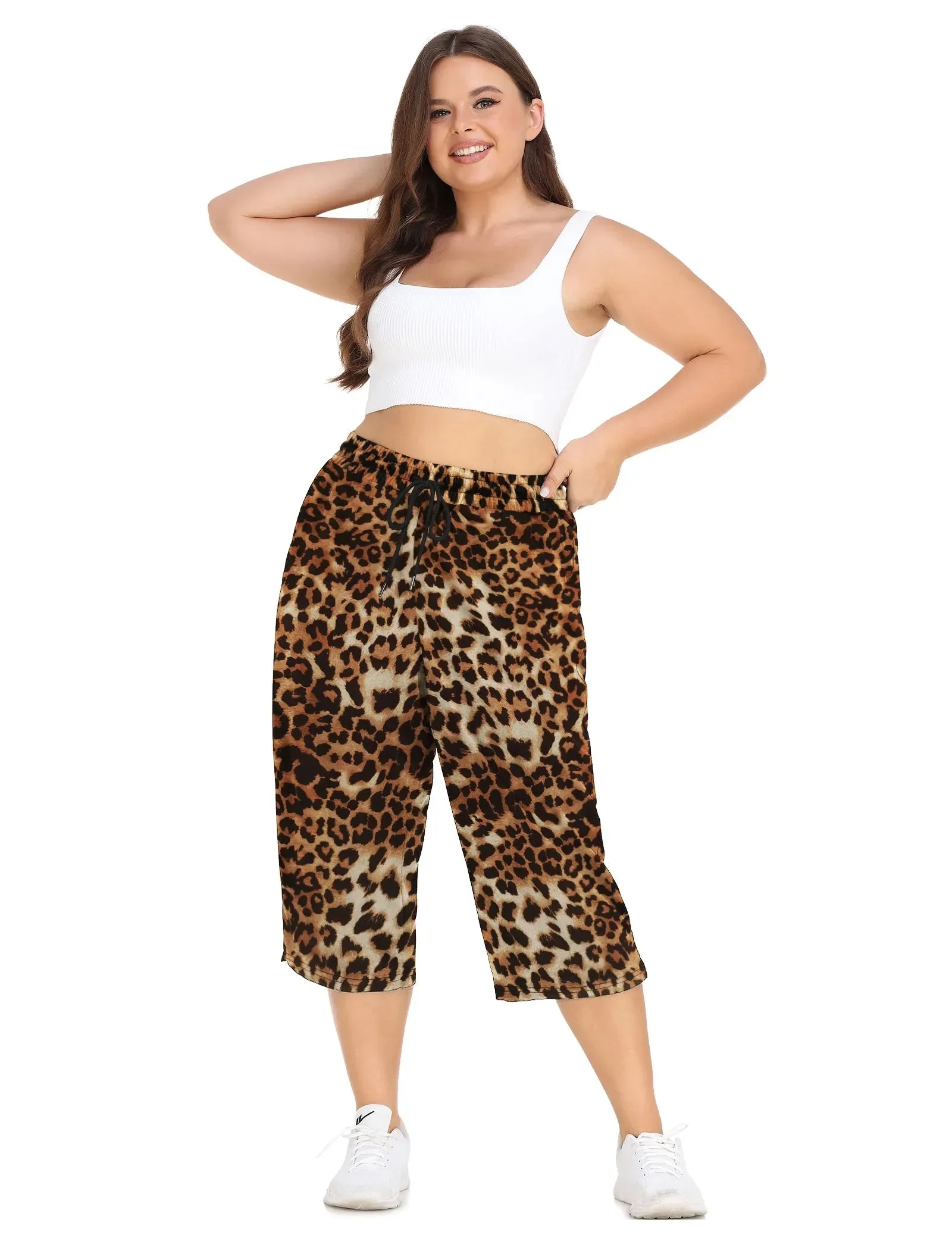 Capri High Waist Pockets Workout Capri  Sweatpants