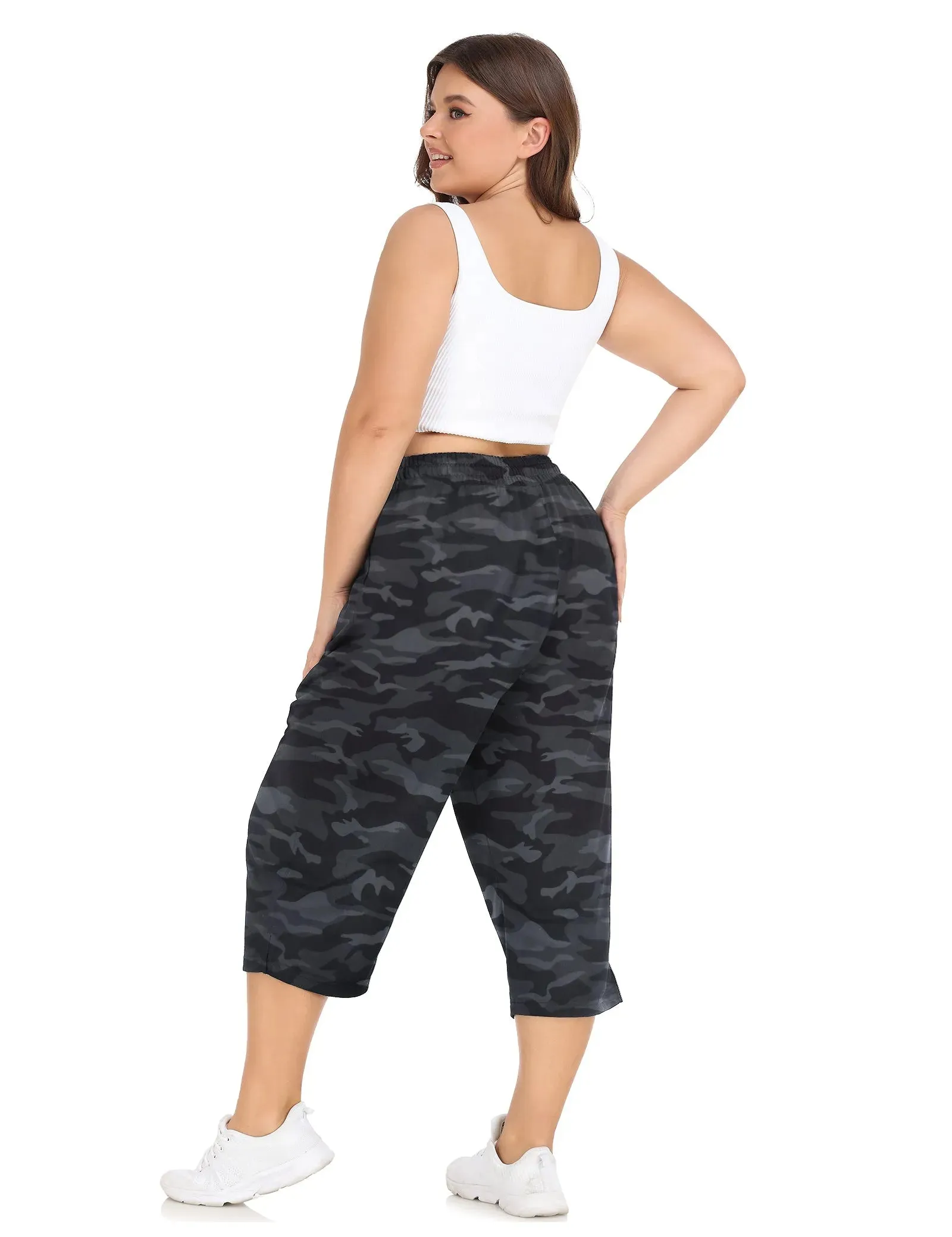 Capri High Waist Pockets Workout Capri  Sweatpants