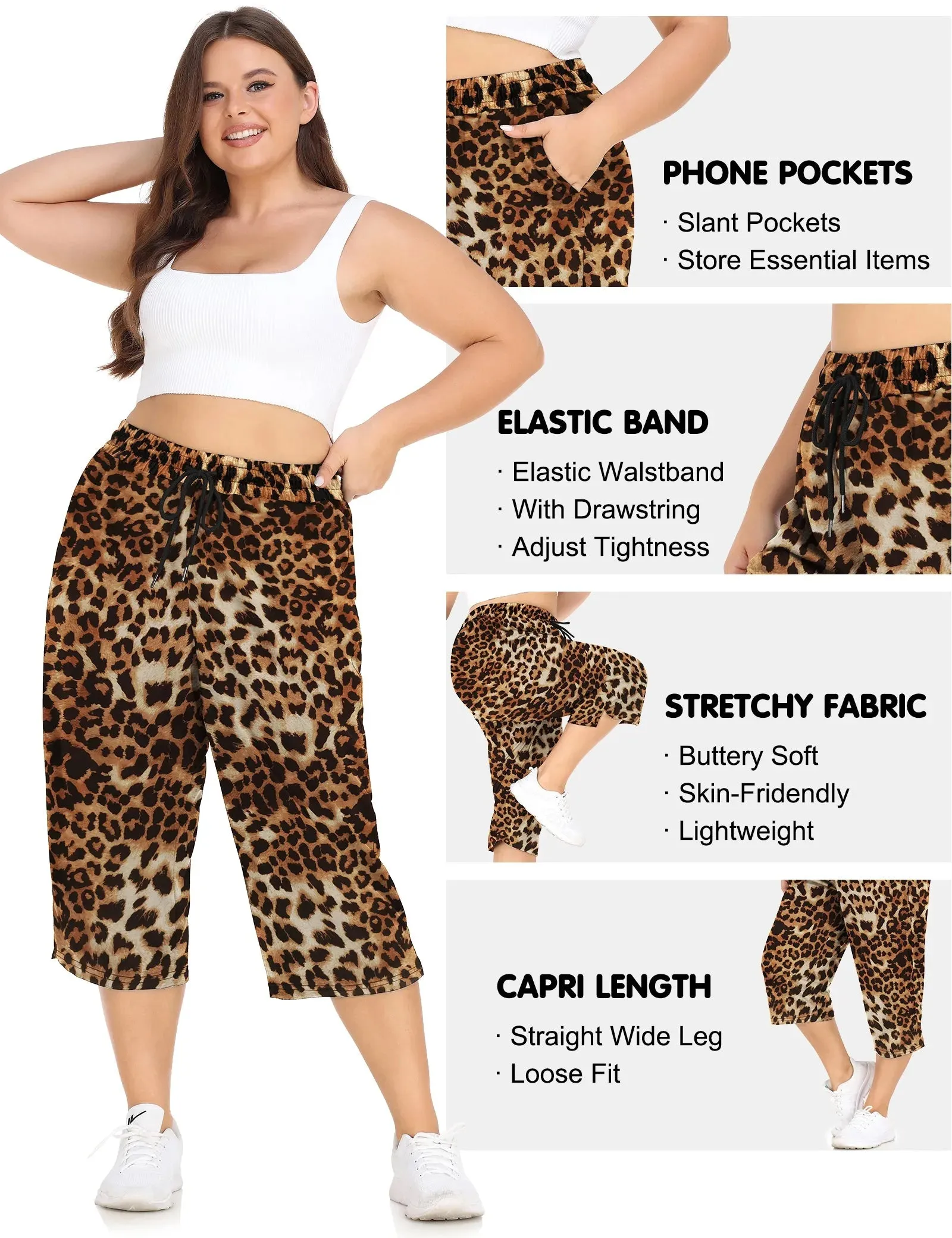 Capri High Waist Pockets Workout Capri  Sweatpants