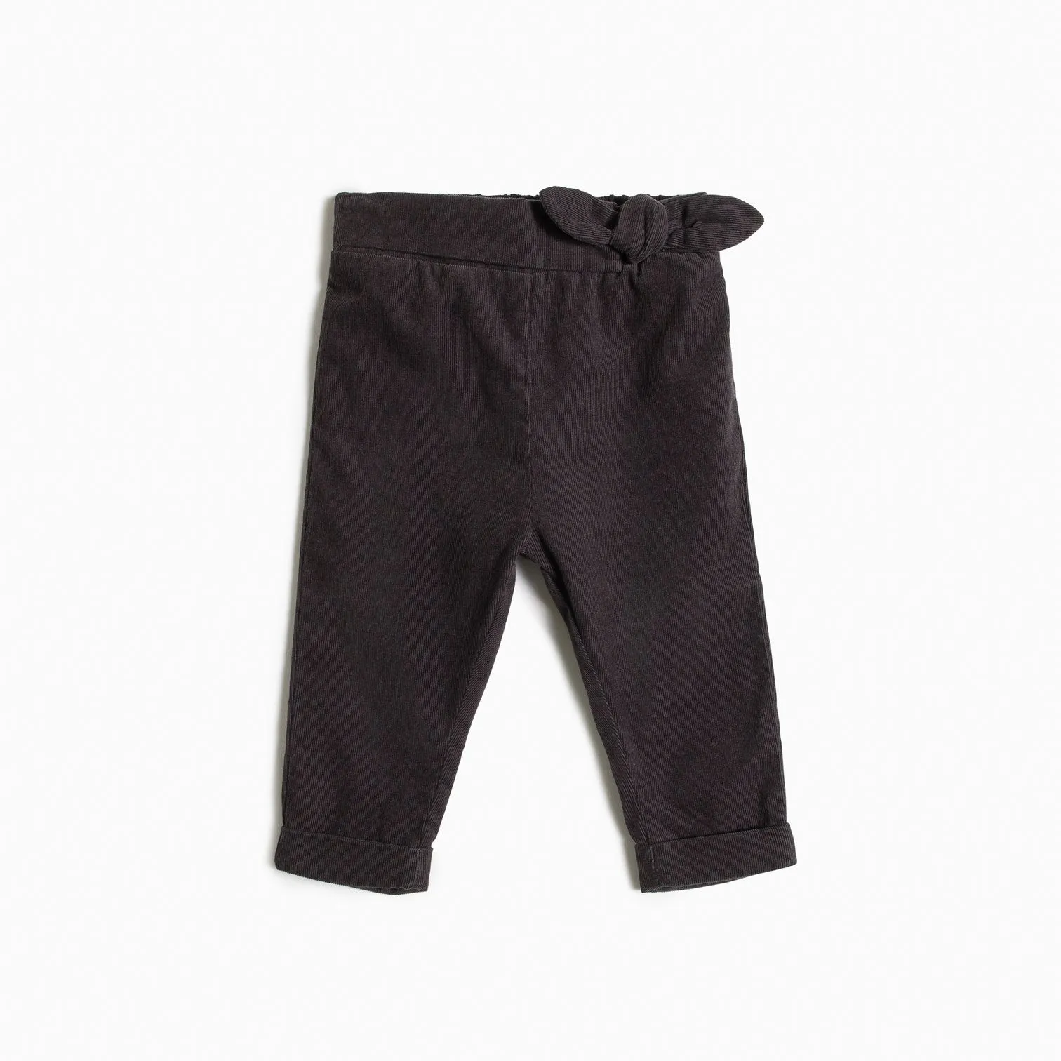 Charcoal Mini-Corduroy Baby Girl Pants