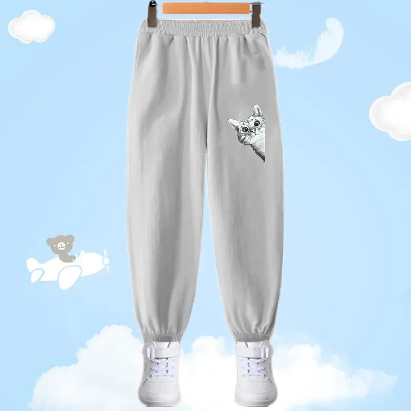 Children Summer Cool Trousers Kids Long Harem Pants Boys Sweatpants Toddler Bottom Baby Girls Anti-mosquito Pants 3-14 Y