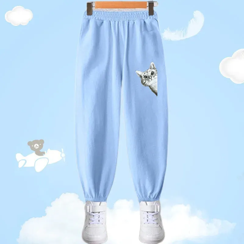 Children Summer Cool Trousers Kids Long Harem Pants Boys Sweatpants Toddler Bottom Baby Girls Anti-mosquito Pants 3-14 Y