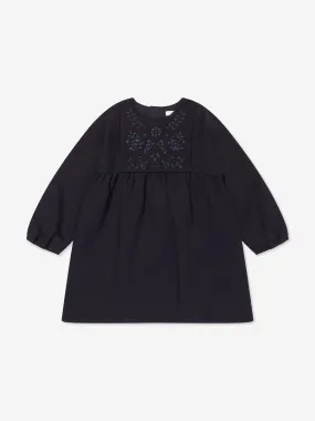 Chloé Girls Embroidered Milano Dress in Navy