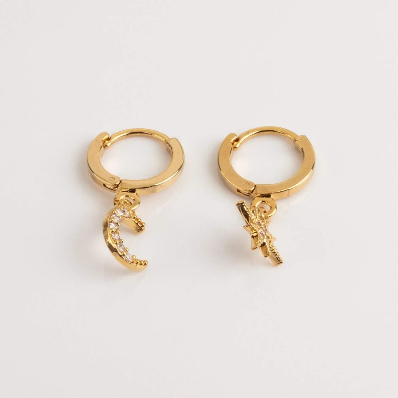 Chloe Star and Moon Hoop Earrings