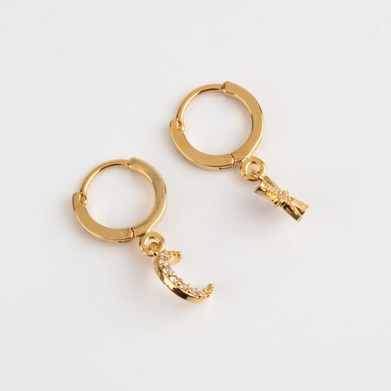 Chloe Star and Moon Hoop Earrings